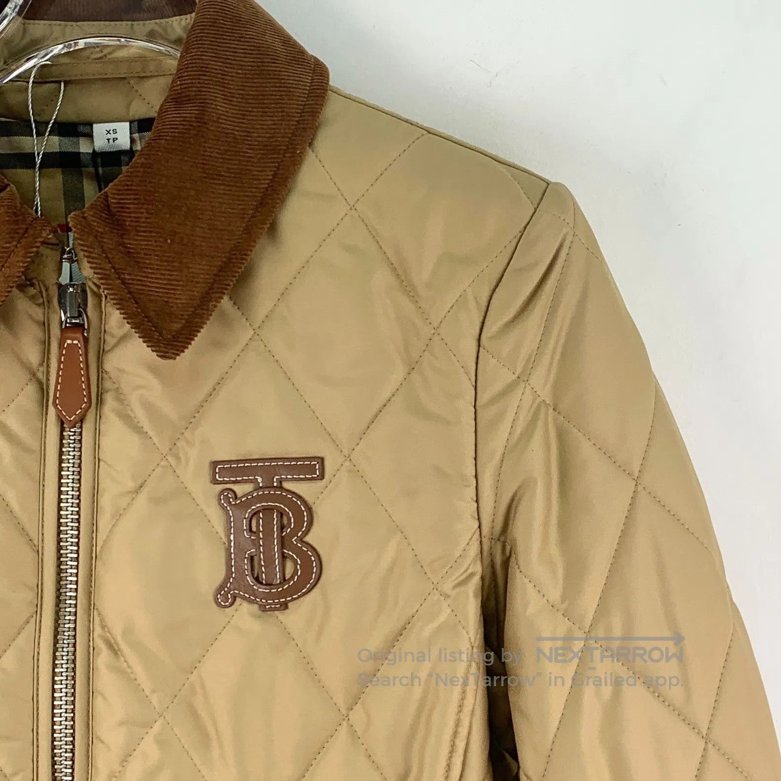 Burberry Burberry Light Brown TB Logo Diamond Quilted Hooded Zipper Size US XS / EU 42 / 0 - 3 Thumbnail