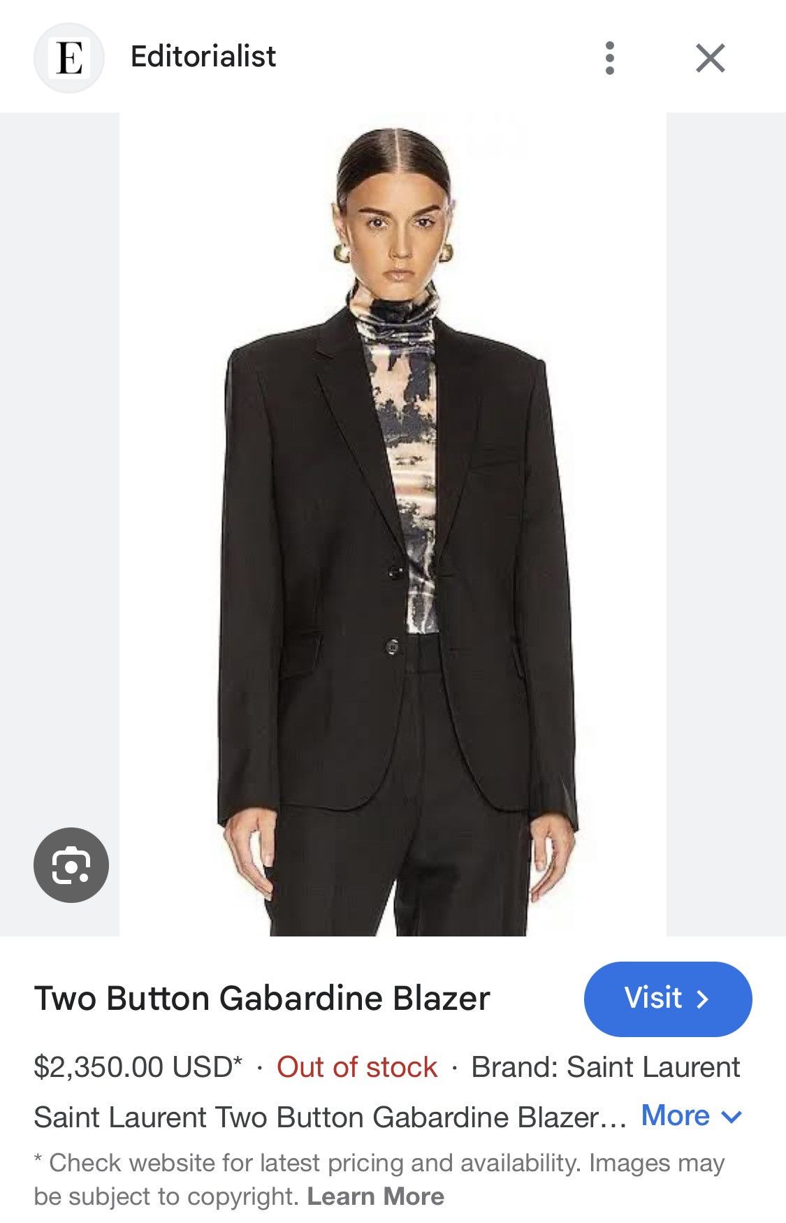 Saint Laurent Paris F/W 2019 Saint Laurent - Two-Button Gabardine Blazer Size XL / US 12-14 / IT 48-50 - 15 Thumbnail
