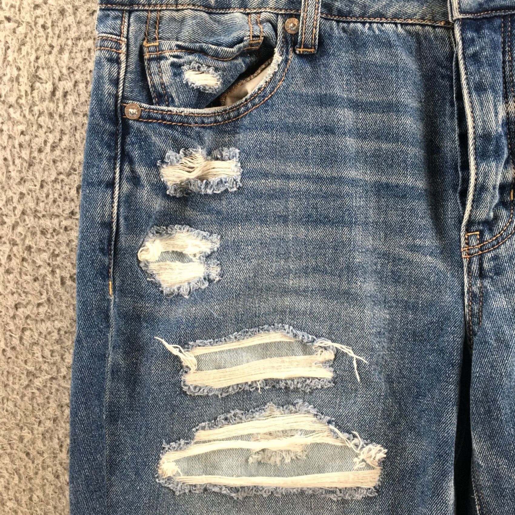 American Eagle Outfitters American Eagle Outfitters Jeans Women 10 Mid Rise Blue Denim Distressed Zip Fly Slim Skinny 5-Pocket Style Womens Size 32" / US 10 / IT 46 - 5 Thumbnail