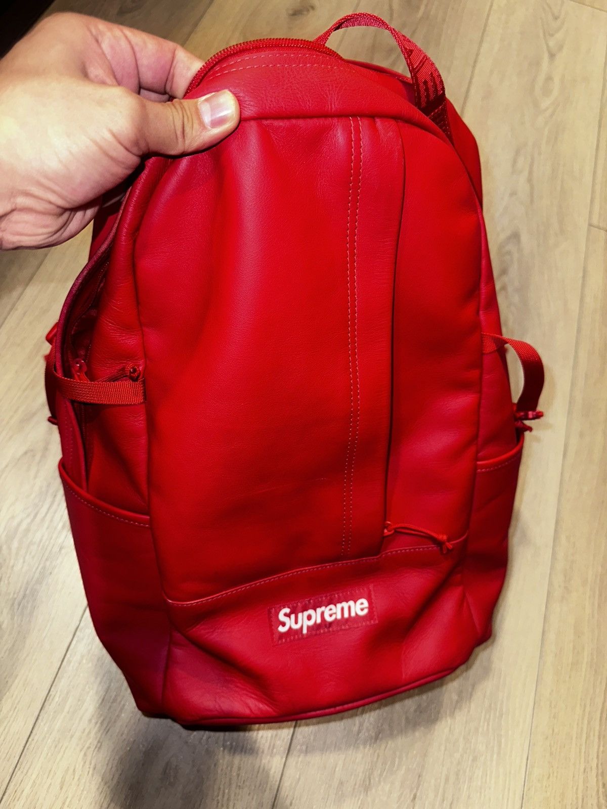 Supreme Supreme - Leather Backpack Red Size ONE SIZE - 17 Thumbnail