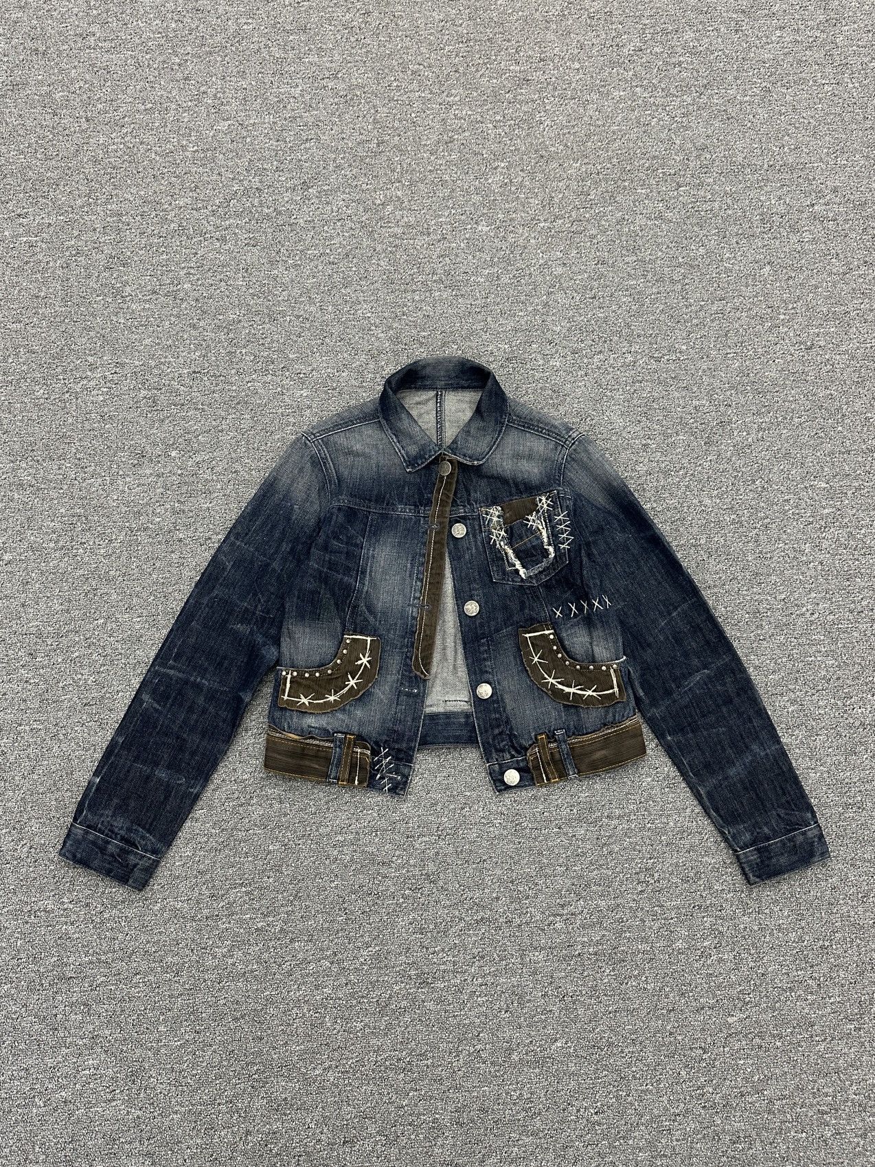 Vintage Japanese Style Patched And Repaired Denim Jacket
