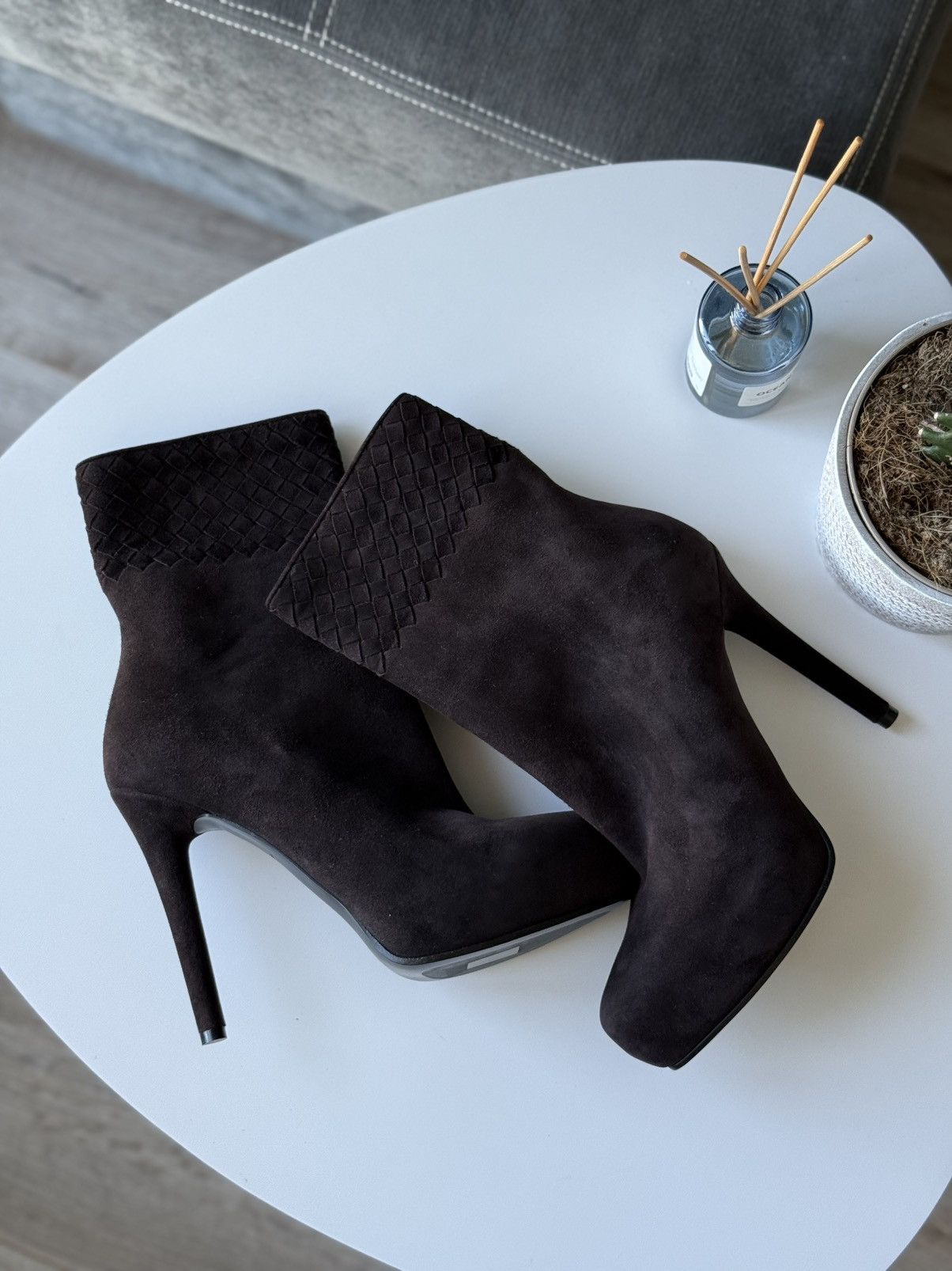Bottega Veneta RRP $2700 Bottega Veneta Suede Intrecciato High Heel Boots Size US 8 / IT 38 - 4 Thumbnail