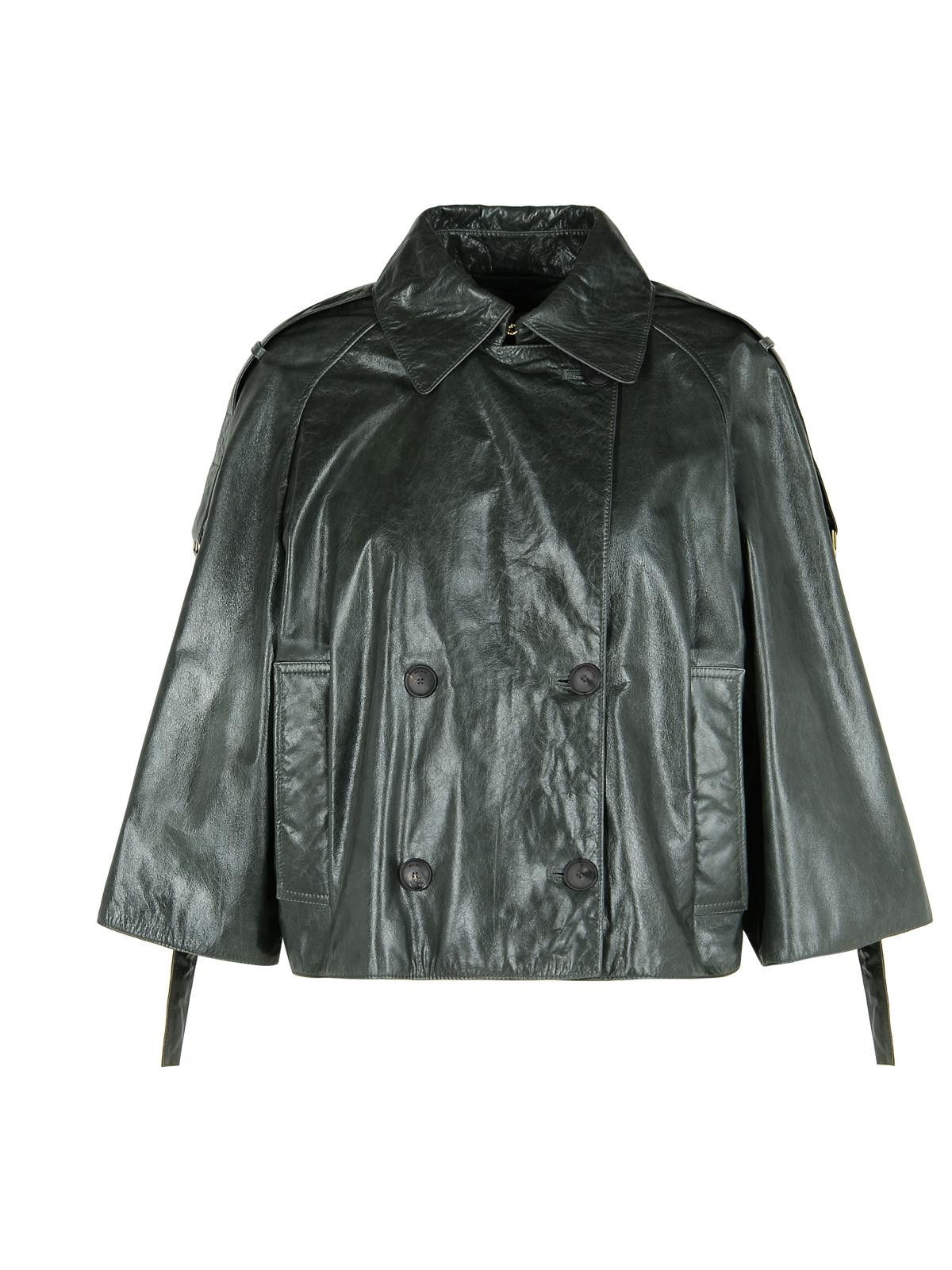 Max Mara MAX MARA 'Tenace' Grey Leather Jacket Size XS / US 0-2 / IT 36-38 - 1 Thumbnail
