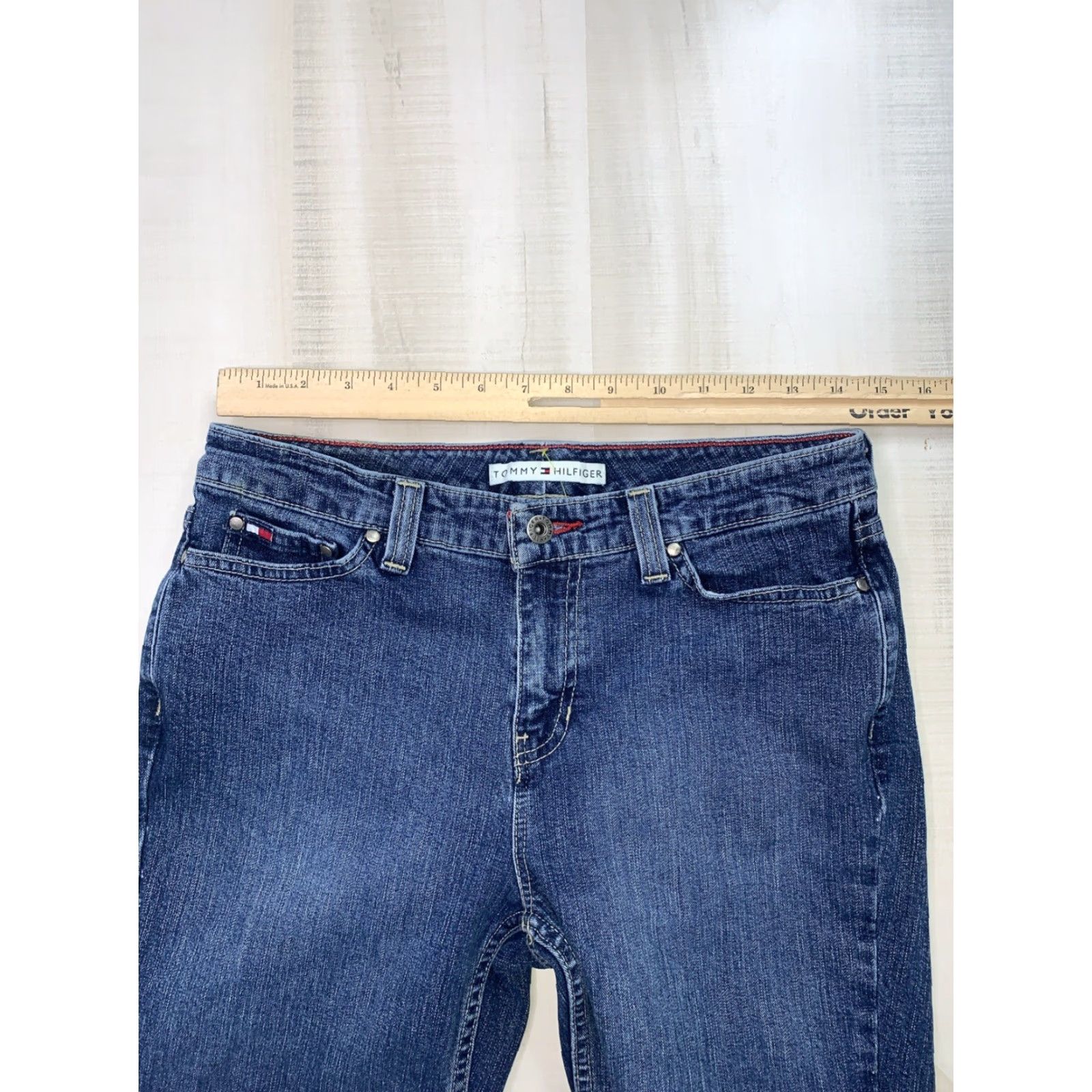 Tommy Hilfiger VINTAGE Tommy Hilfiger Jeans Women Crop Straight 90s 2000s Size 4 Blue 28x25 Rise Mid Hosiery? Size 27" / US 4 / IT 40 - 4 Thumbnail