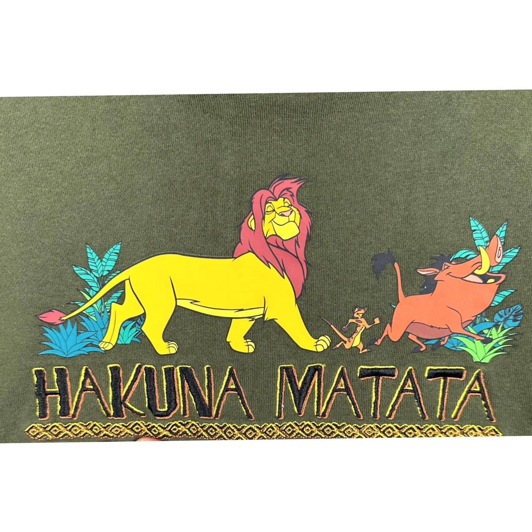 Disney Disney Sweatshirt Hoodie Mens S Olive Green Lion King Hakuna Matata Graphic Print Embroidered Pockets Hooded Pullover Size US S / EU 44-46 / 1 - 6 Thumbnail