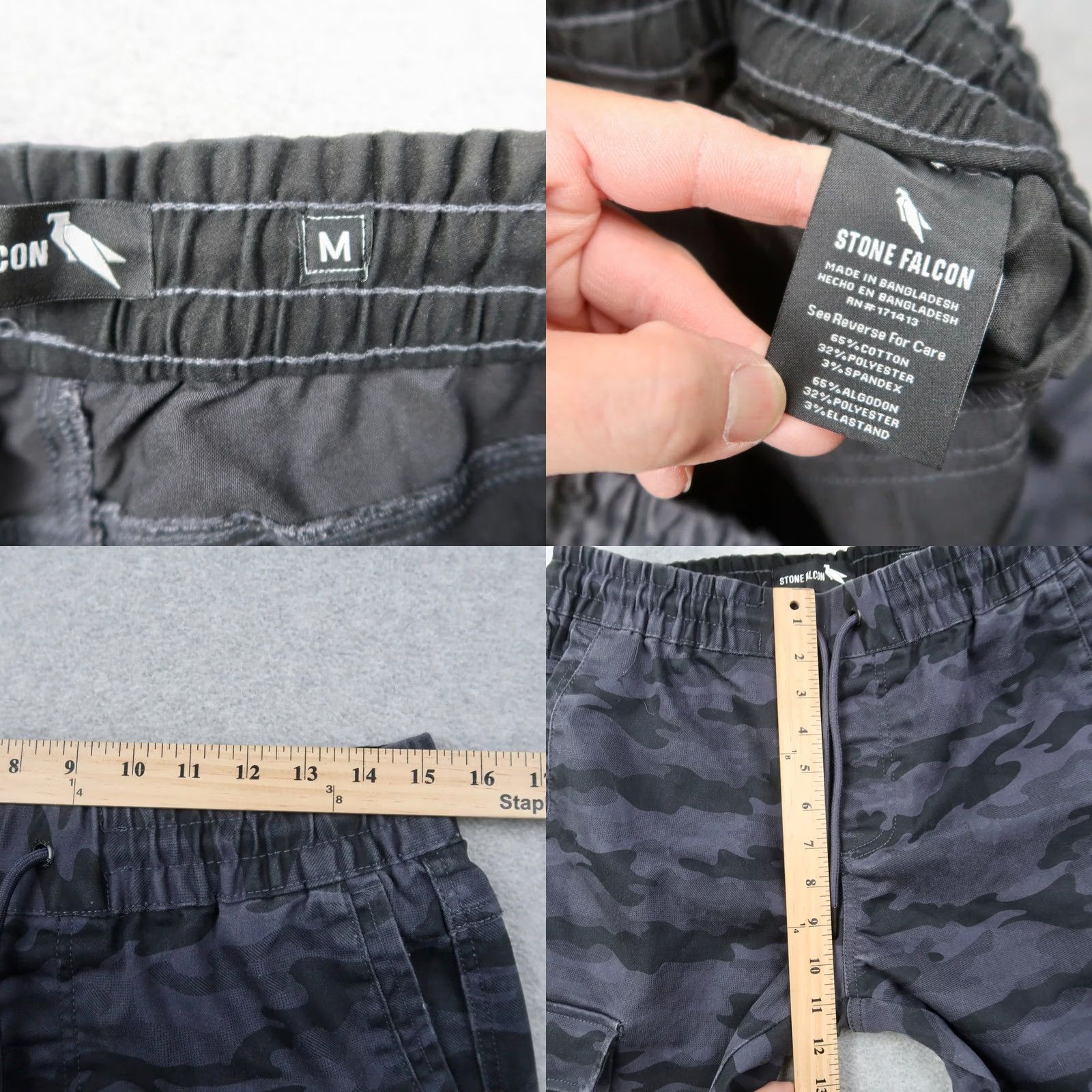 Vintage Stone Falcon Pants Mens M Medium Blue Camo Cargo Jogger Slim Fit Stretch Size US 31 - 8 Thumbnail
