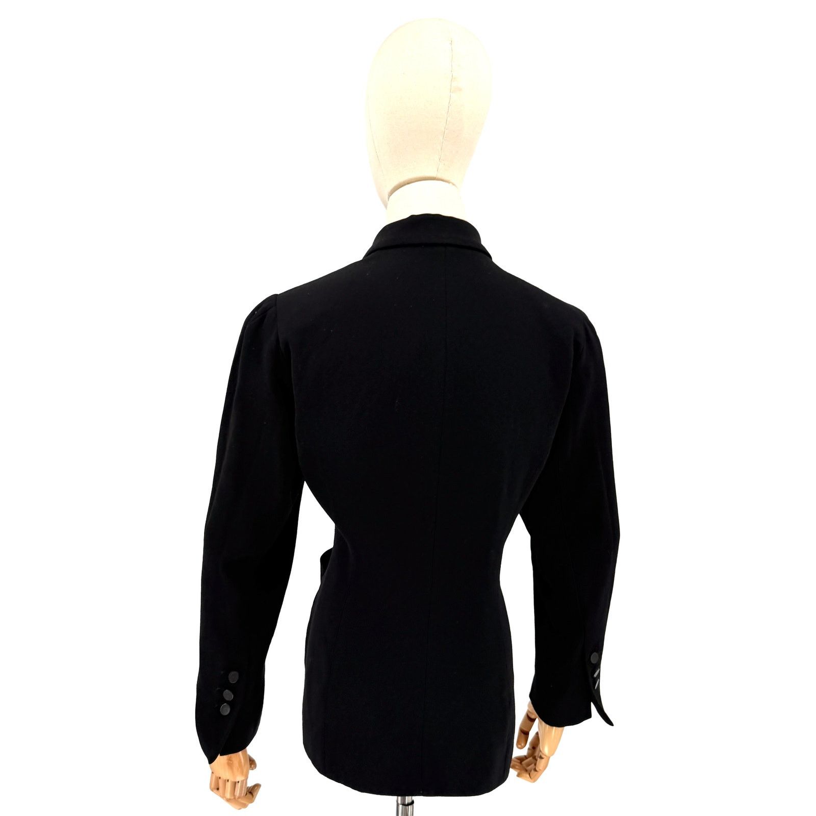 Vintage Lolita Lempicka Black 100% Wool Puff Sleeve Blazer Size L / US 10 / IT 46 - 4 Thumbnail