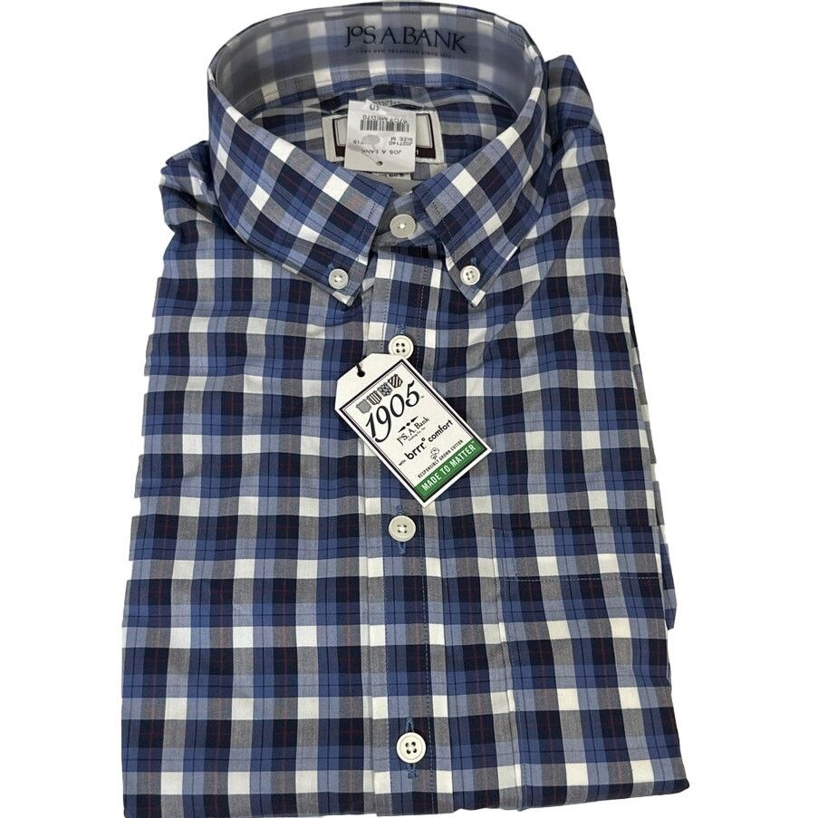 Jos. A. Bank Jos A Bank Comfort Stretch Tailored Fit Plaid Shirt Medium Size US M / EU 48-50 / 2 - 1 Thumbnail
