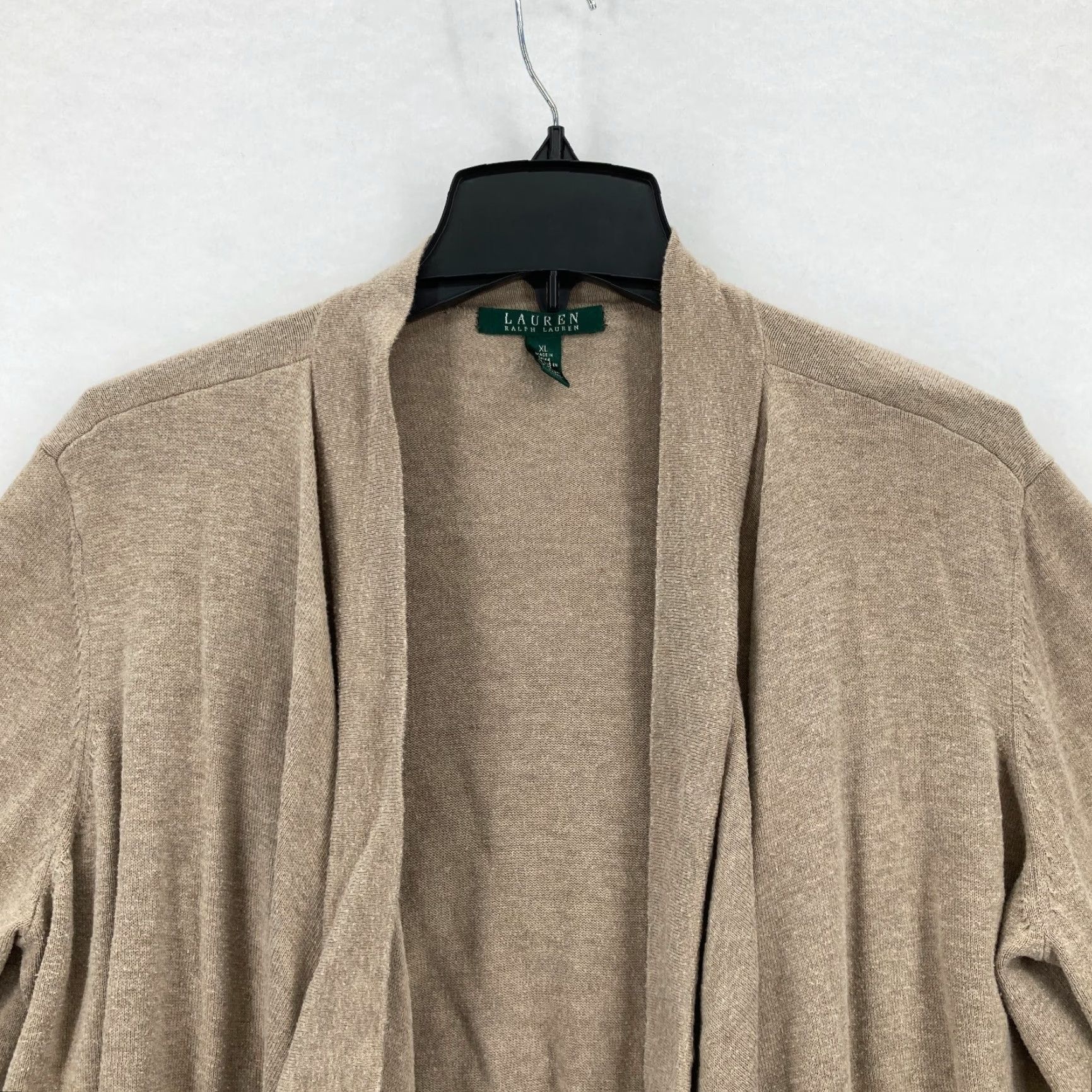 Ralph Lauren VINTAGE Lauren Ralph Lauren Open Front Cardigan Sweater Women's XL Beige Asymmetrical Size XL / US 12-14 / IT 48-50 - 3 Thumbnail