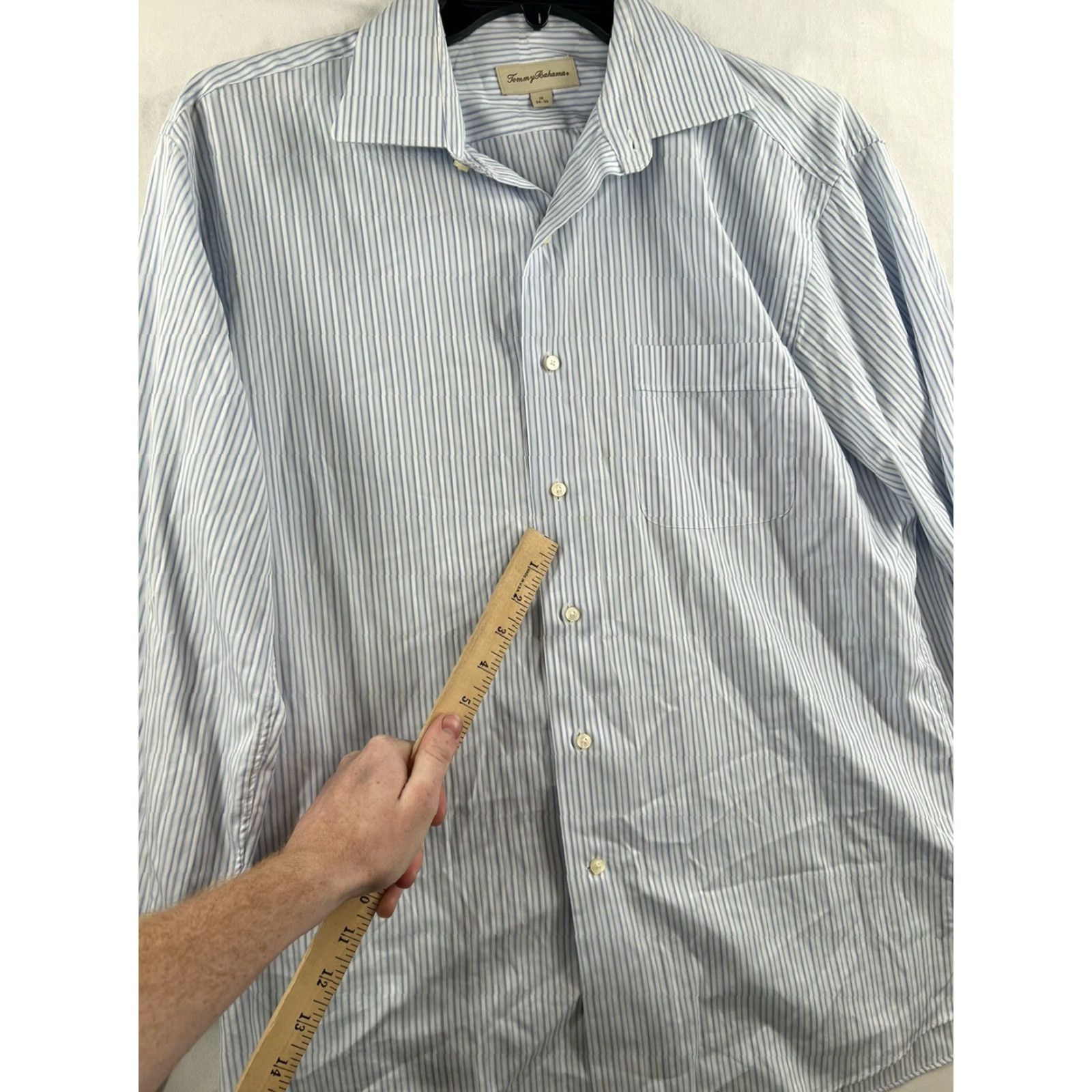 Tommy Bahama Tommy Bahama Button Down Shirt Mens 16 34-35 Blue White Stripe Long Sleeve Size US L / EU 52-54 / 3 - 4 Thumbnail