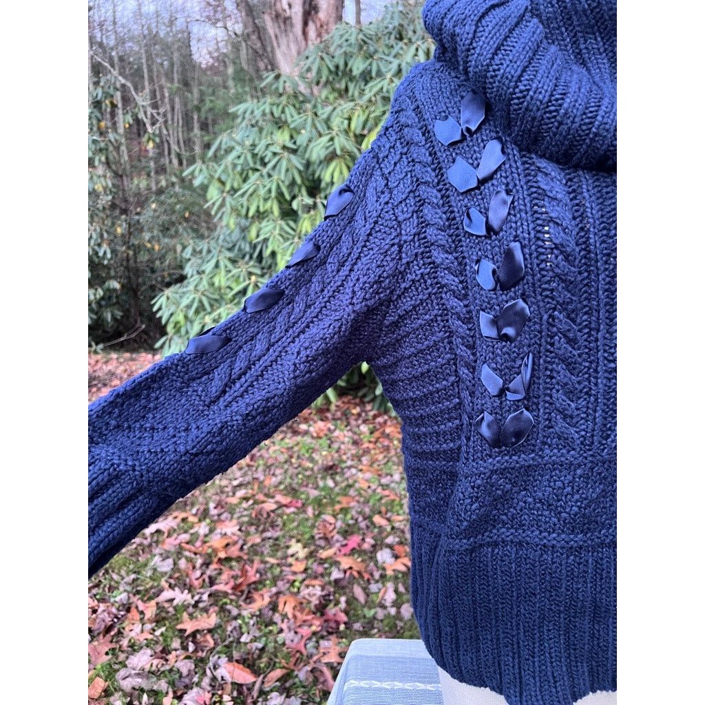Ralph Lauren Denim & Supply Ralph Lauren Navy L Cable Knit Ribbon Sweater Size L / US 10 / IT 46 - 2 Thumbnail