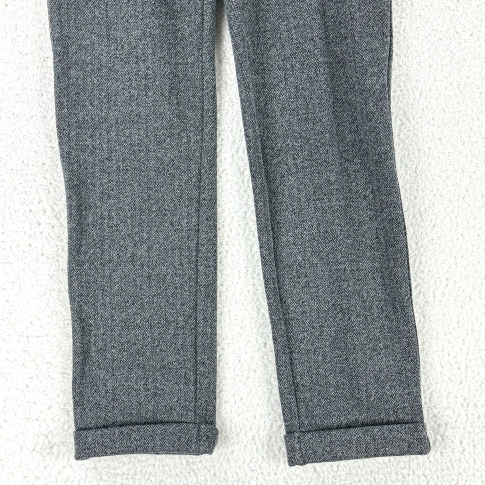 Vintage Ecru Gray Herringbone Dress Pants Womens Size 2 Slim Cuffed Mid-Rise Trousers Pants Front Flat Front Casual Business Workwear Size 26" / US 2 / IT 38 - 3 Thumbnail