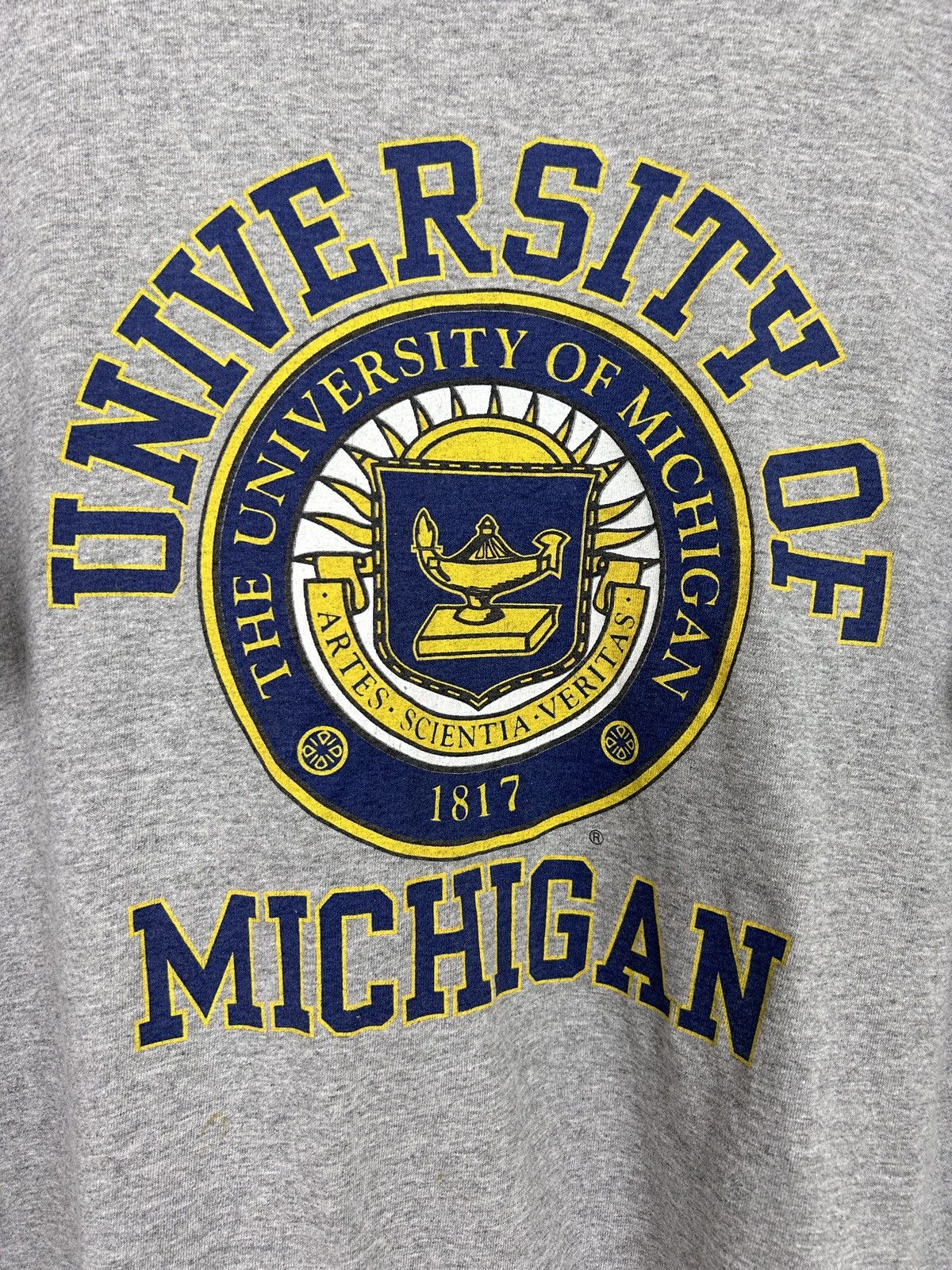 Vintage 90s Vintage University Of Michigan Center Logo T-Shirt Grey Size US XL / EU 56 / 4 - 2 Thumbnail