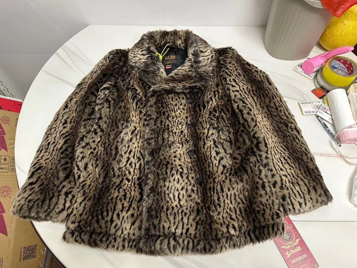 Supreme Supreme schott fur peacoat coat leopard brand new medium