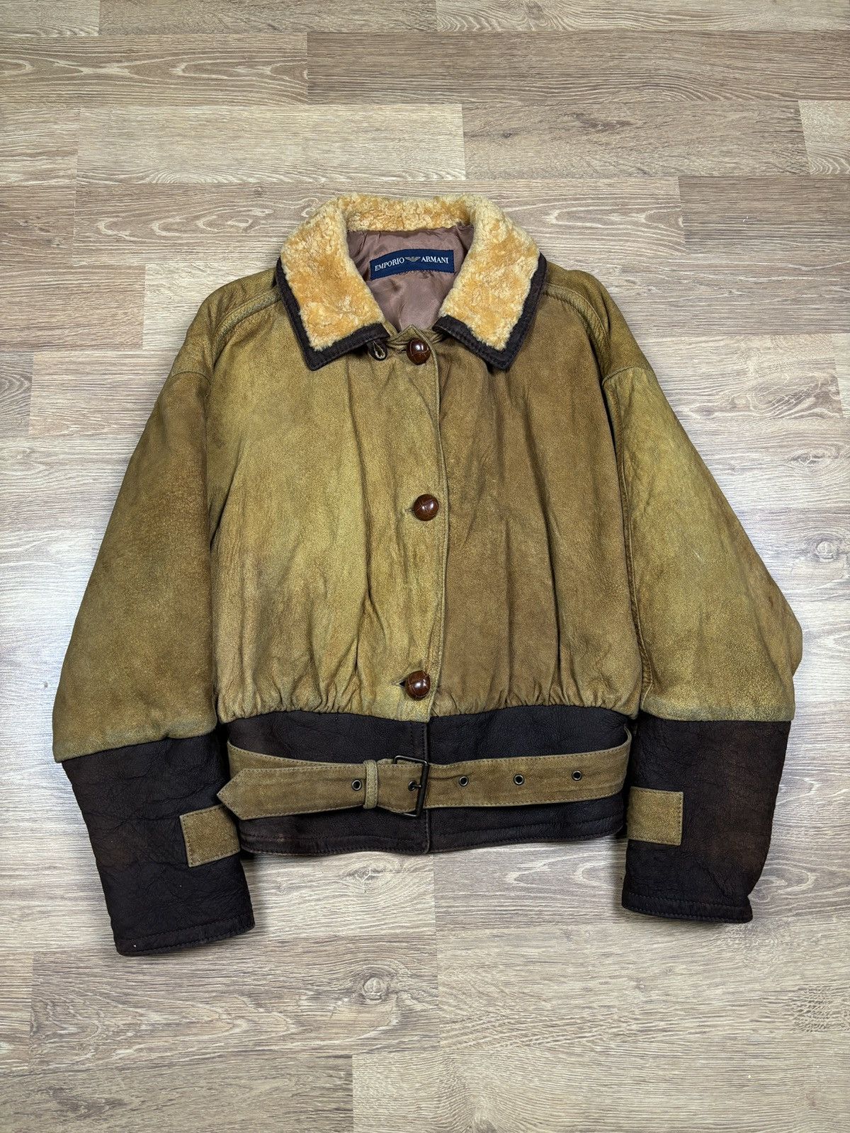 Emporio Armani 90s Emporio Armani Shearling Collar Suede Aviator Jacket Size US S / EU 44-46 / 1 - 4 Thumbnail
