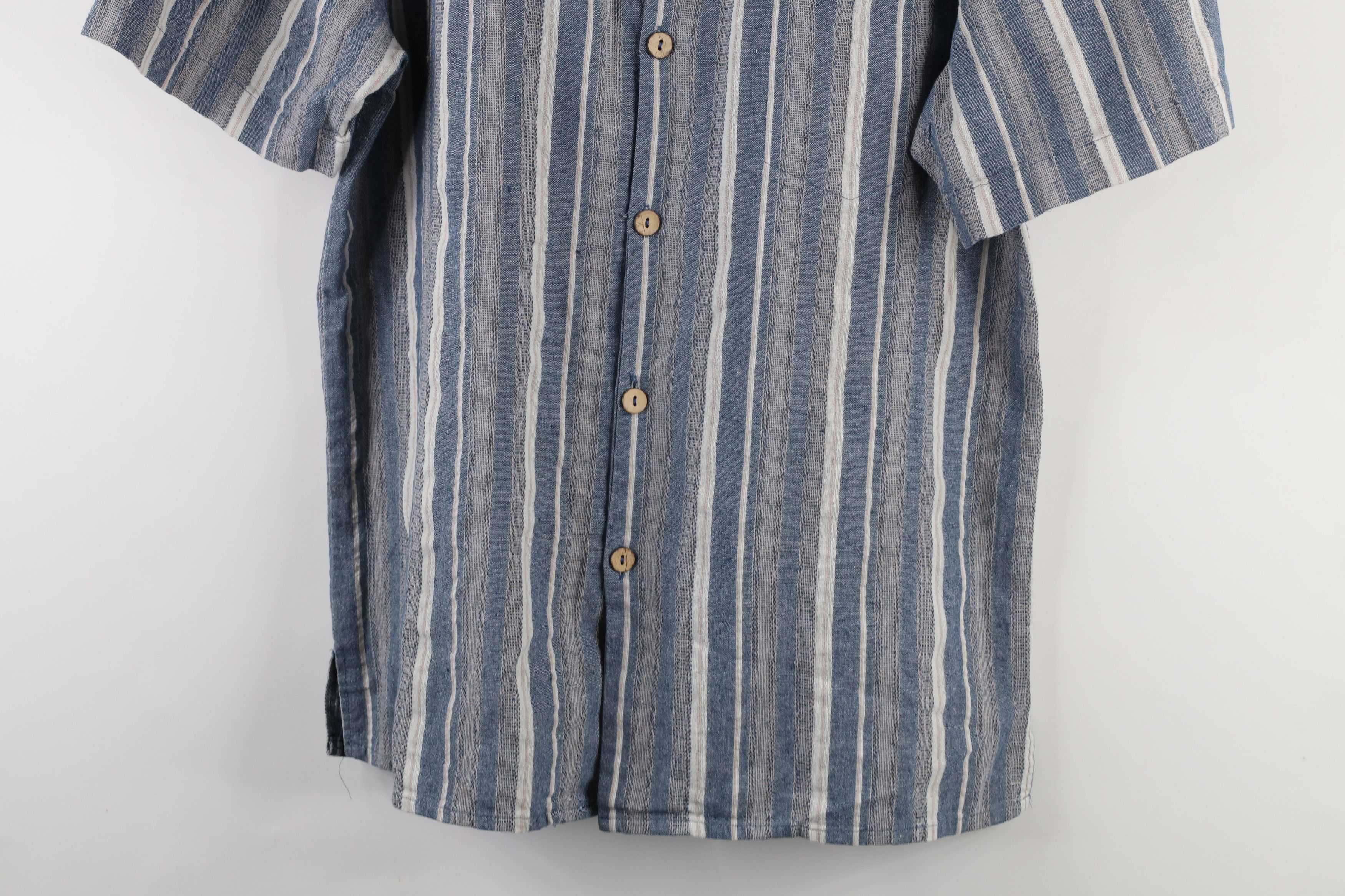 Vintage Vintage 90s Streetwear Linen Blend Camp Collar Button Shirt Size US L / EU 52-54 / 3 - 3 Thumbnail