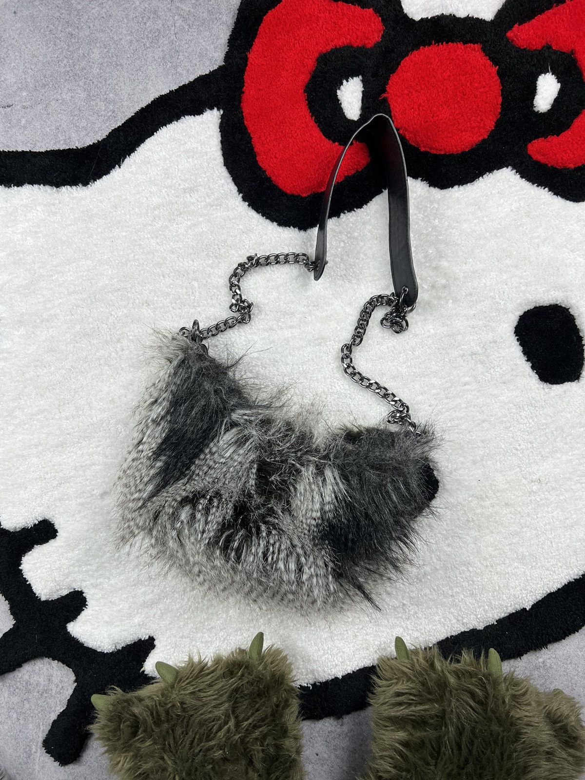 If Six Was Nine Vintage Alt Fuzzy Mohair Y2K Rhinestones Grunge Bag Size ONE SIZE - 2 Thumbnail