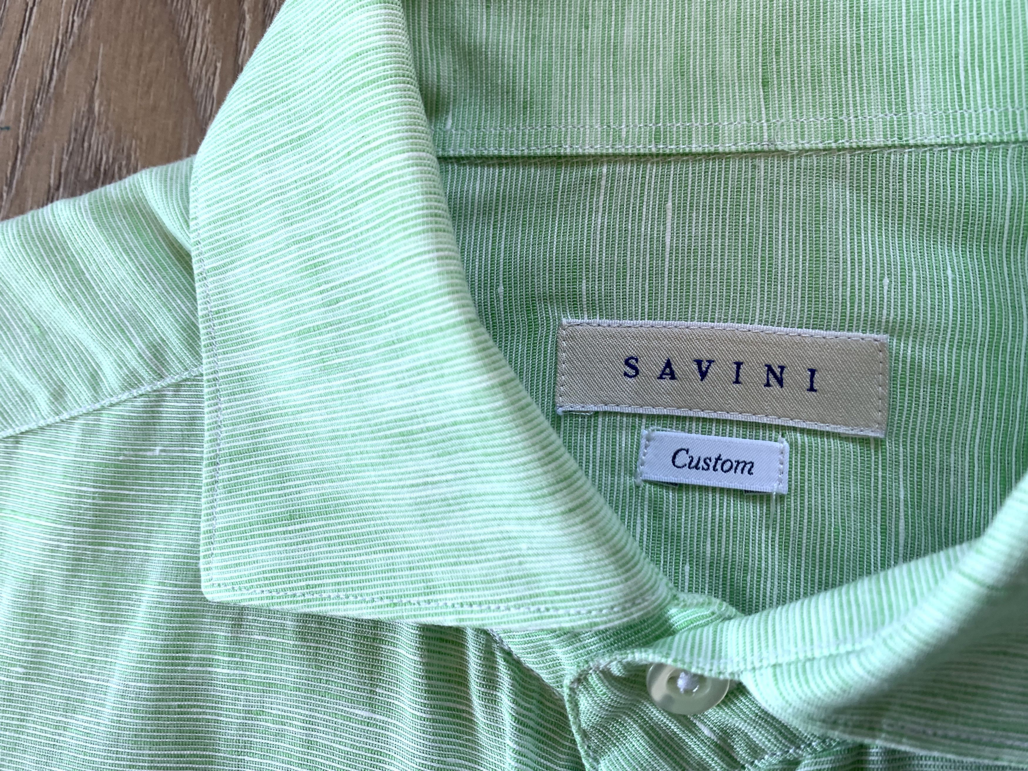 Designer Savini Mens Light Linen Cotton Summer Long Sleeve Shirt Size US M / EU 48-50 / 2 - 5 Thumbnail