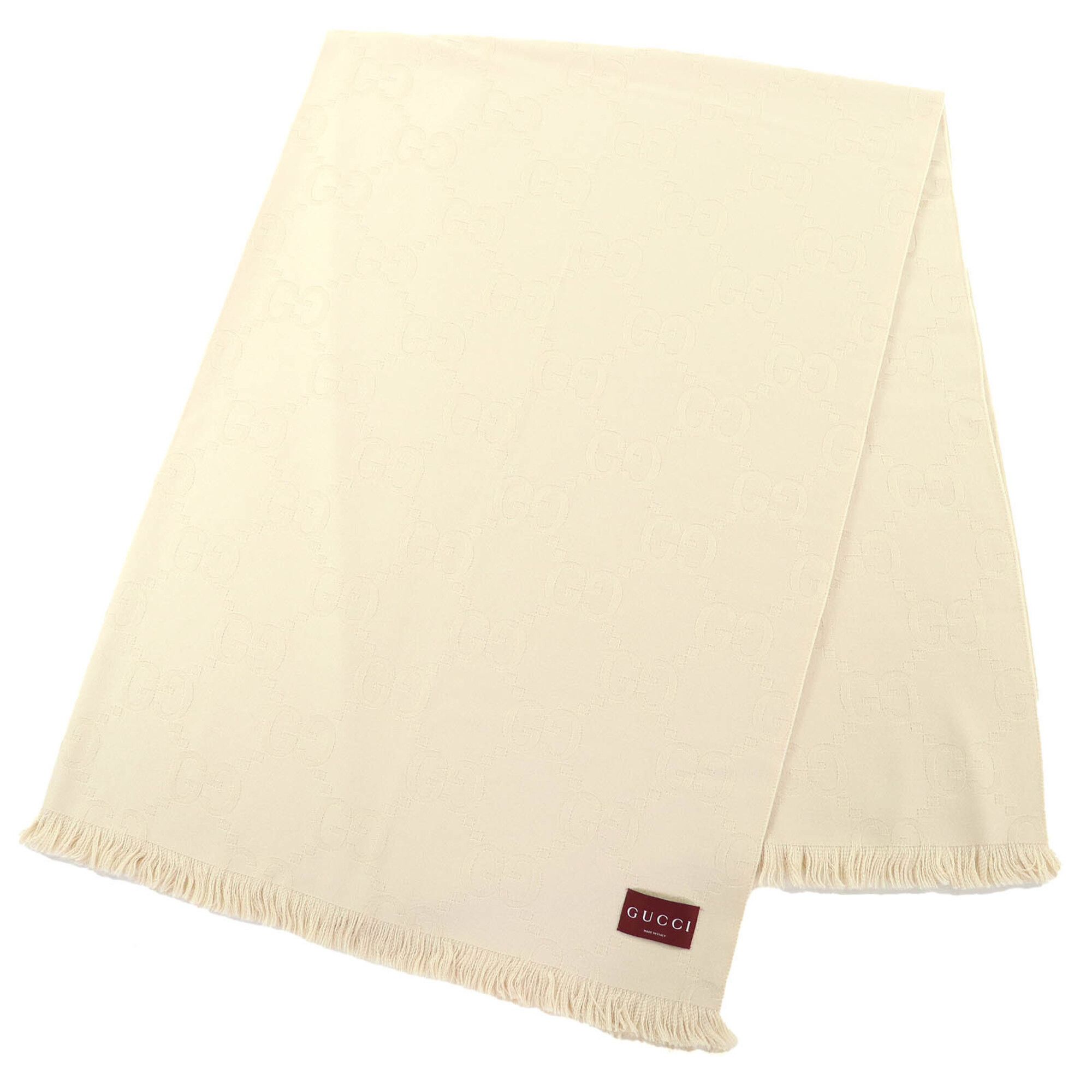 Gucci GUCCI 795551 Wool Silk GG Jacquard Fringe Large Shawl Blanket, Light Beige, 135 x 180 cm, with Dust Bag, Made in Italy, Authentic, Women's. Size ONE SIZE - 1 Thumbnail
