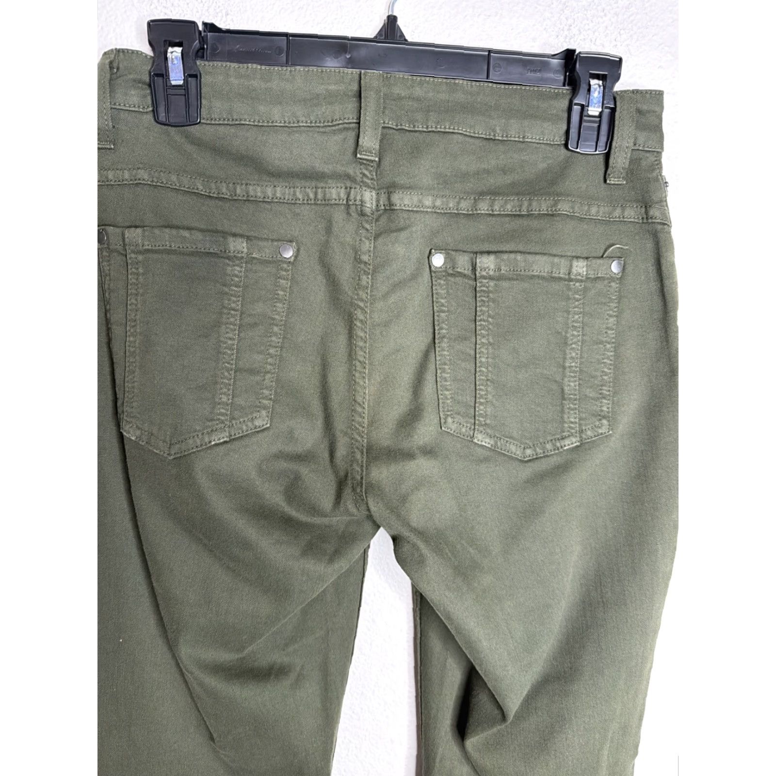 Alice + Olivia VINTAGE Alice + Olivia Jeans Women Size 28 High Rise Wide Leg Flare Zip Fly NWT 28 Green Cotton Dark Wash Pockets Stretch Inseam 30 Womens Size 28" / US 6 / IT 42 - 6 Thumbnail