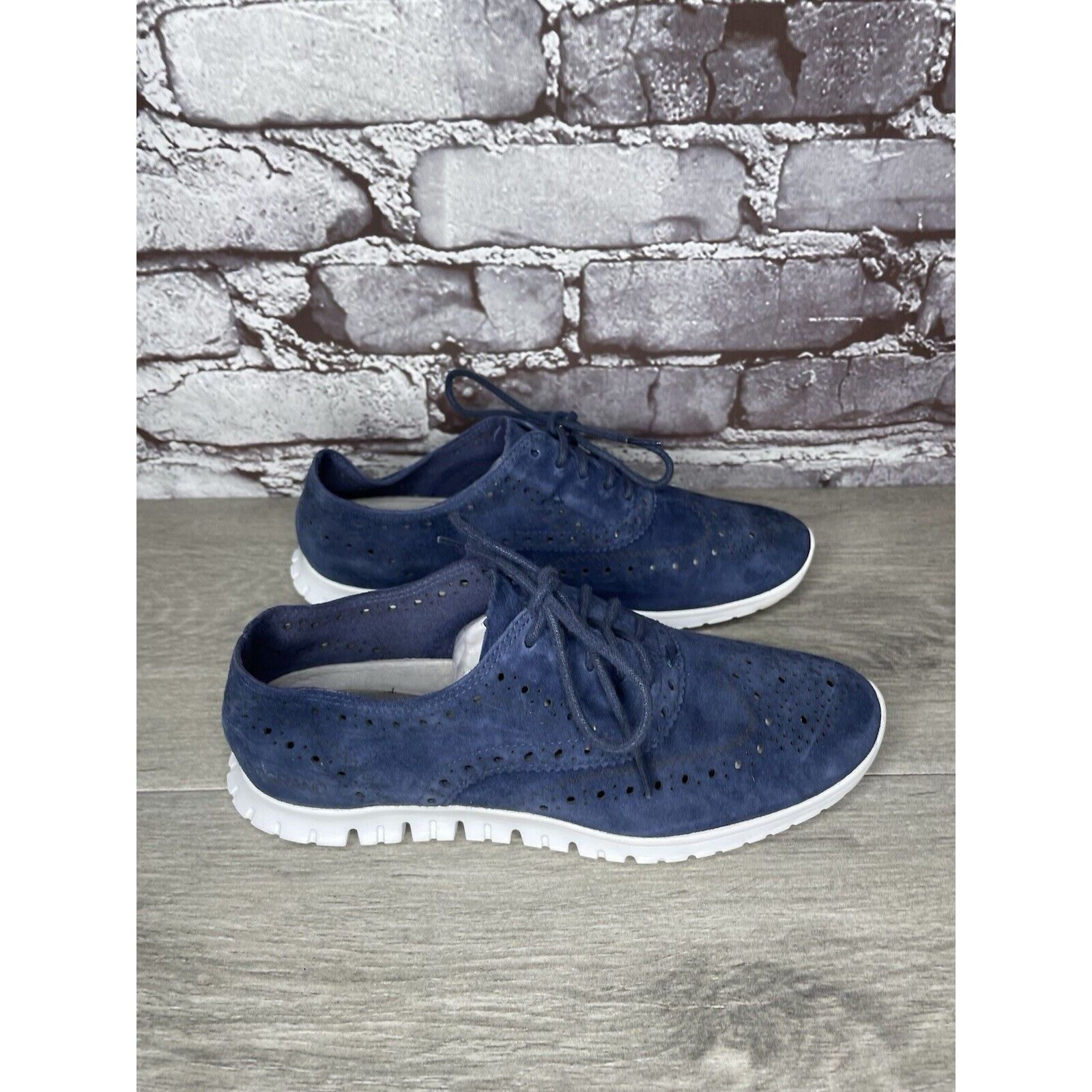 Cole Haan Cole Haan Zerogrand Blue Suede Wingtip Oxfords Women Sz 5.5B Size US 5.5 / IT 35.5 - 11 Thumbnail