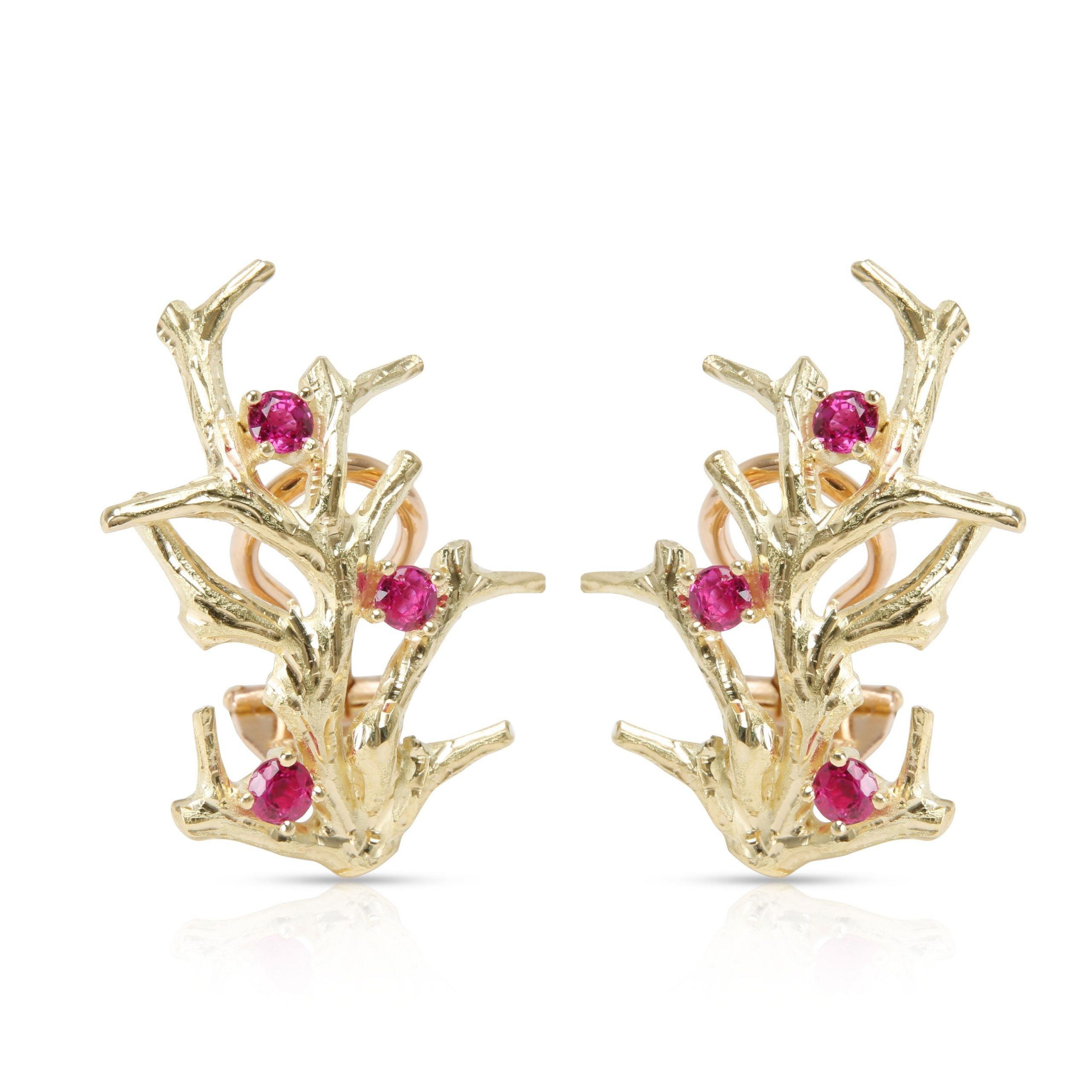 image of Tiffany Co Vintage Tiffany & Co. Coral Pink Sapphire Earrings In 18K Yellow Gold, Women's