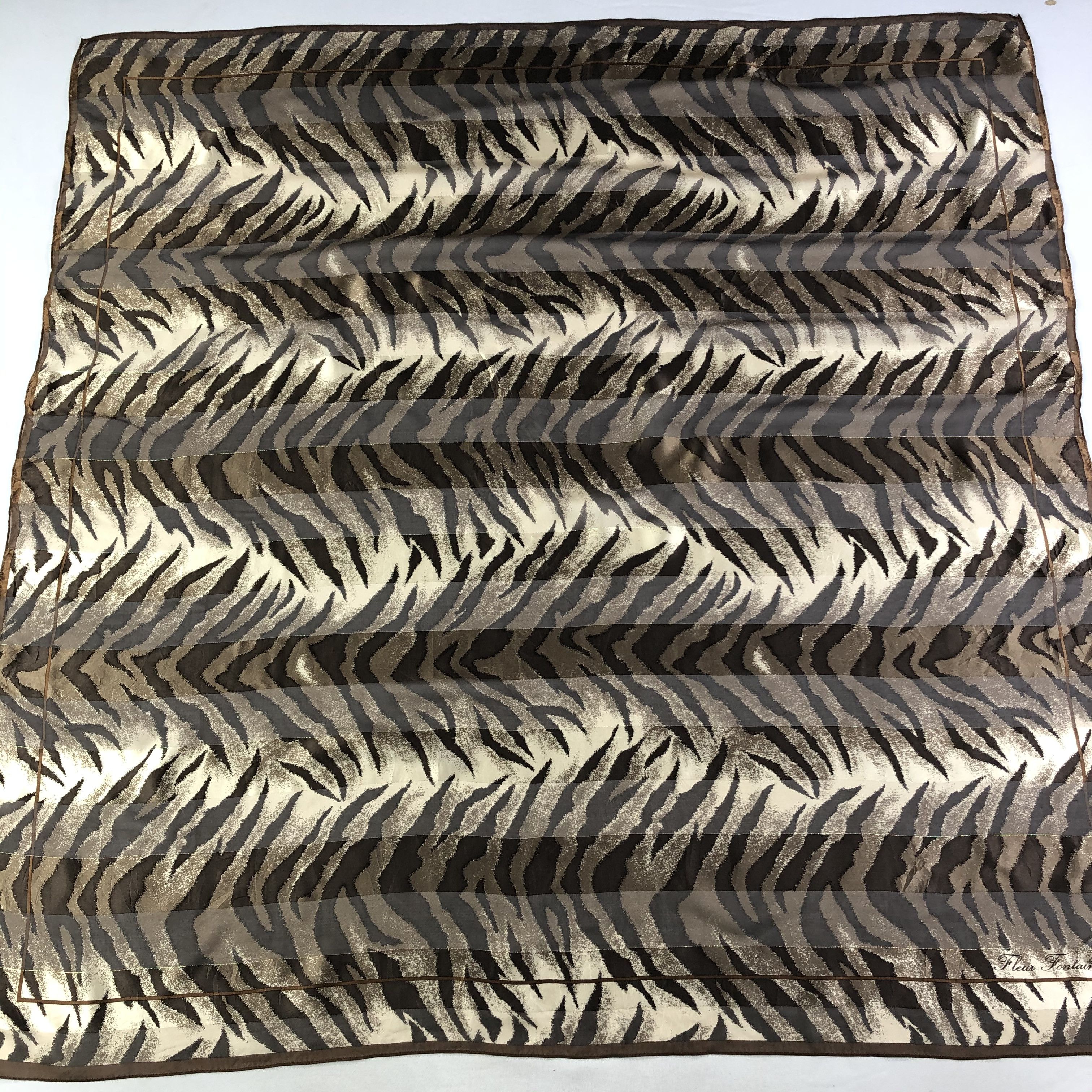 Vintage Vintage Fleur Fontaine Silk Scarf Size ONE SIZE - 2 Thumbnail