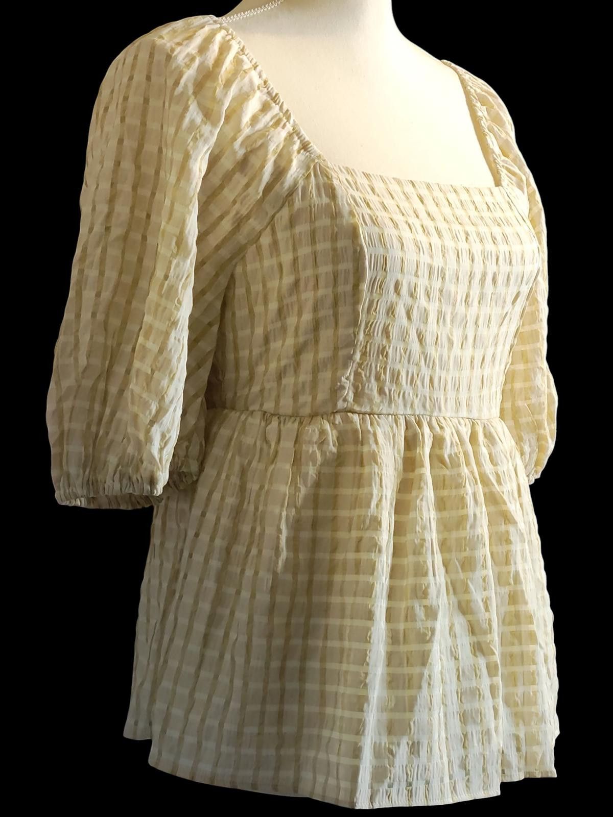 Other Cato Beige Puff Sleeve Square Neck Blouse Size M / US 6-8 / IT 42-44 - 4 Thumbnail