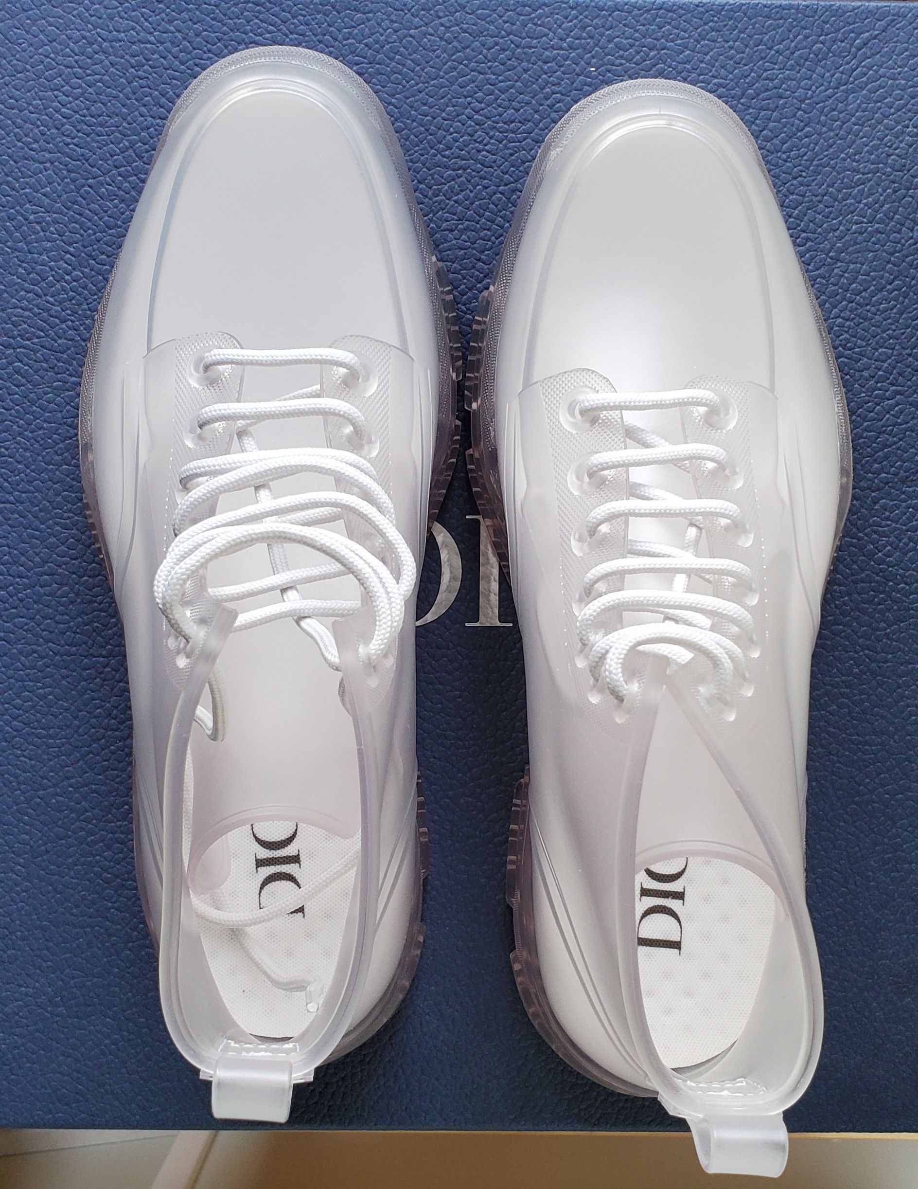 dior transparent high top rubber boots