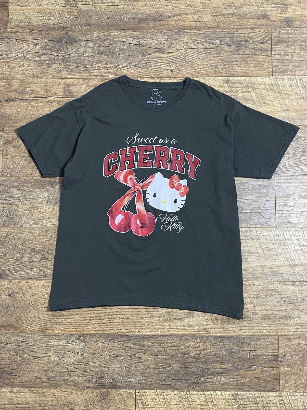 Japanese Brand Sanrio Hello Kitty "Sweet As A Cherry" Graphic Tee Gray XL Size US S / EU 44-46 / 1 - 1 Thumbnail