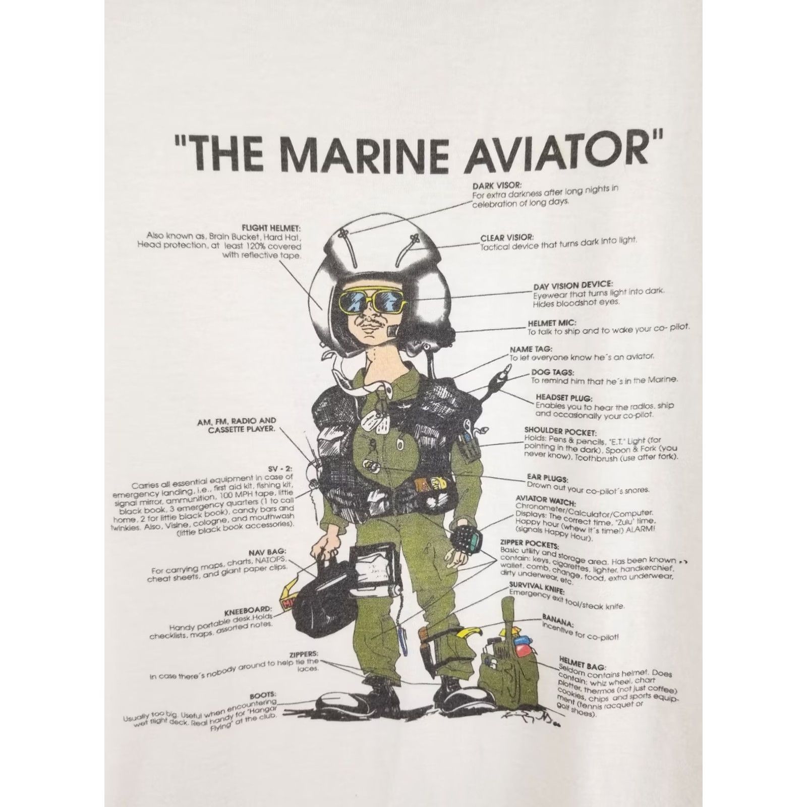 Jerzees VINTAGE 90' THE MARINE AVIATOR ANIME JERZEES WHITE T-SHIRT XLARGE Mens Size US XL / EU 56 / 4 - 2 Thumbnail