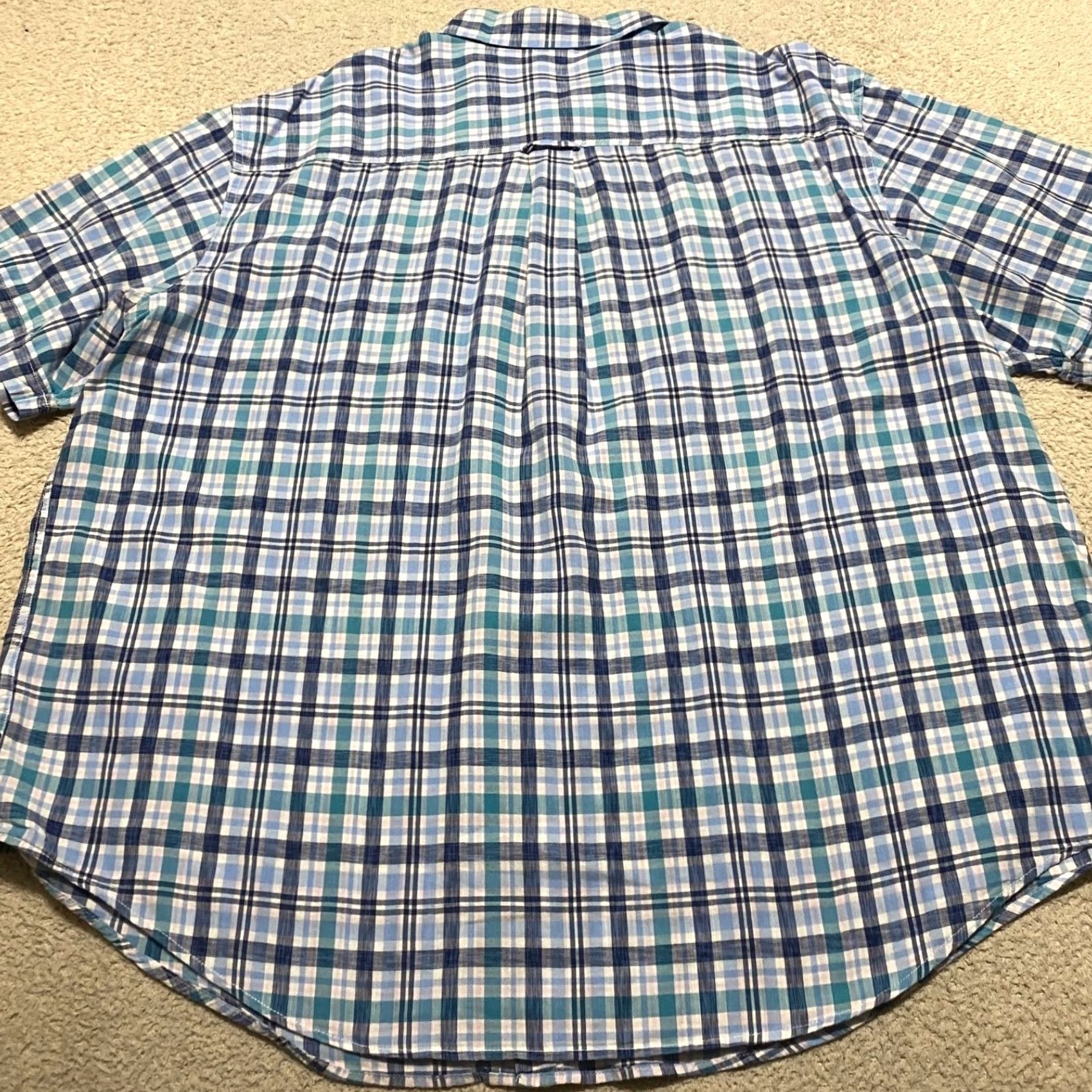 Izod IZOD Saltwater Button-Down Shirt Mens 2XL Multicolor Plaid Cotton Short Sleeve Button-Up Collar-Down Casual Travel Size US XXL / EU 58 / 5 - 2 Thumbnail