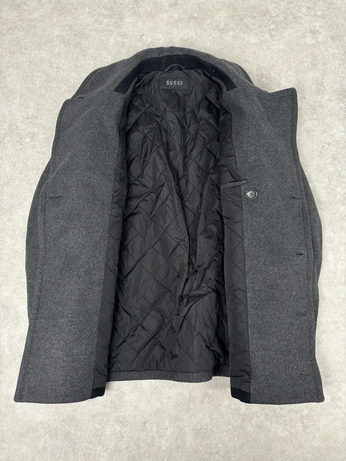 Gucci 2010s Gucci Grey Wool Double-Breasted Contrast Hem Jacket Size US L / EU 52-54 / 3 - 7 Thumbnail