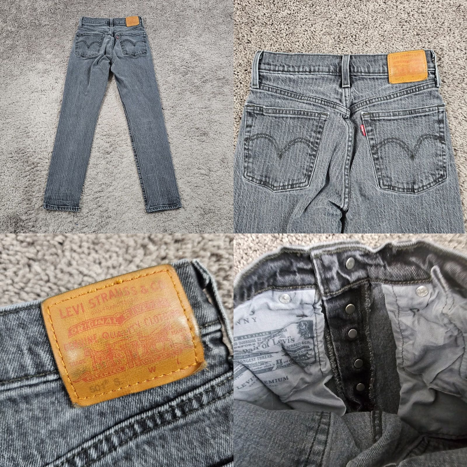 Levi's Levi's 501 Jeans Women Skinny Mid Rise Gray 25x27 Cotton Blend Stretch - Regular Size 25 - Inseam 27 - Denim - Logo Accents - Pre-Owned Size 42" / US 20 - 8 Thumbnail