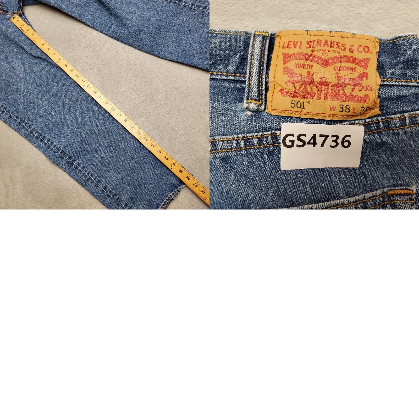 Vintage VINTAGE Levis Jeans Men 38x30 Blue 501 Denim Original Straight Leg Button Fly Pants 4736 Size US 38 / EU 54 - 9 Thumbnail