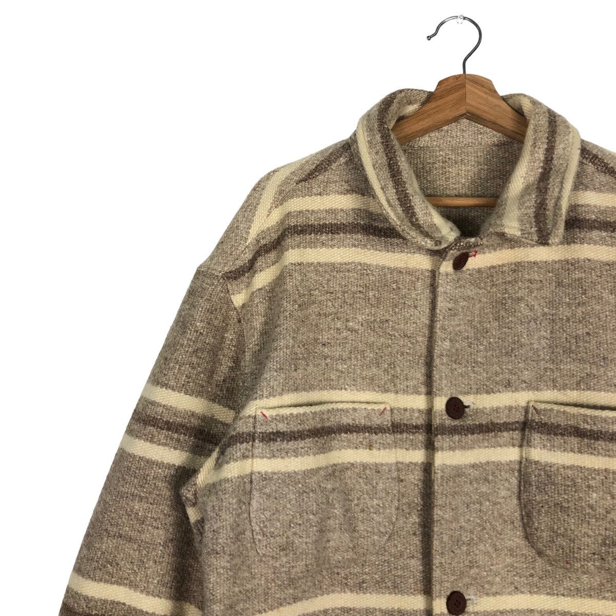 Issey Miyake 🔥Vtg Wool Jacket Chore Striped L.Montagne & Fils Worker Size US L / EU 52-54 / 3 - 7 Thumbnail