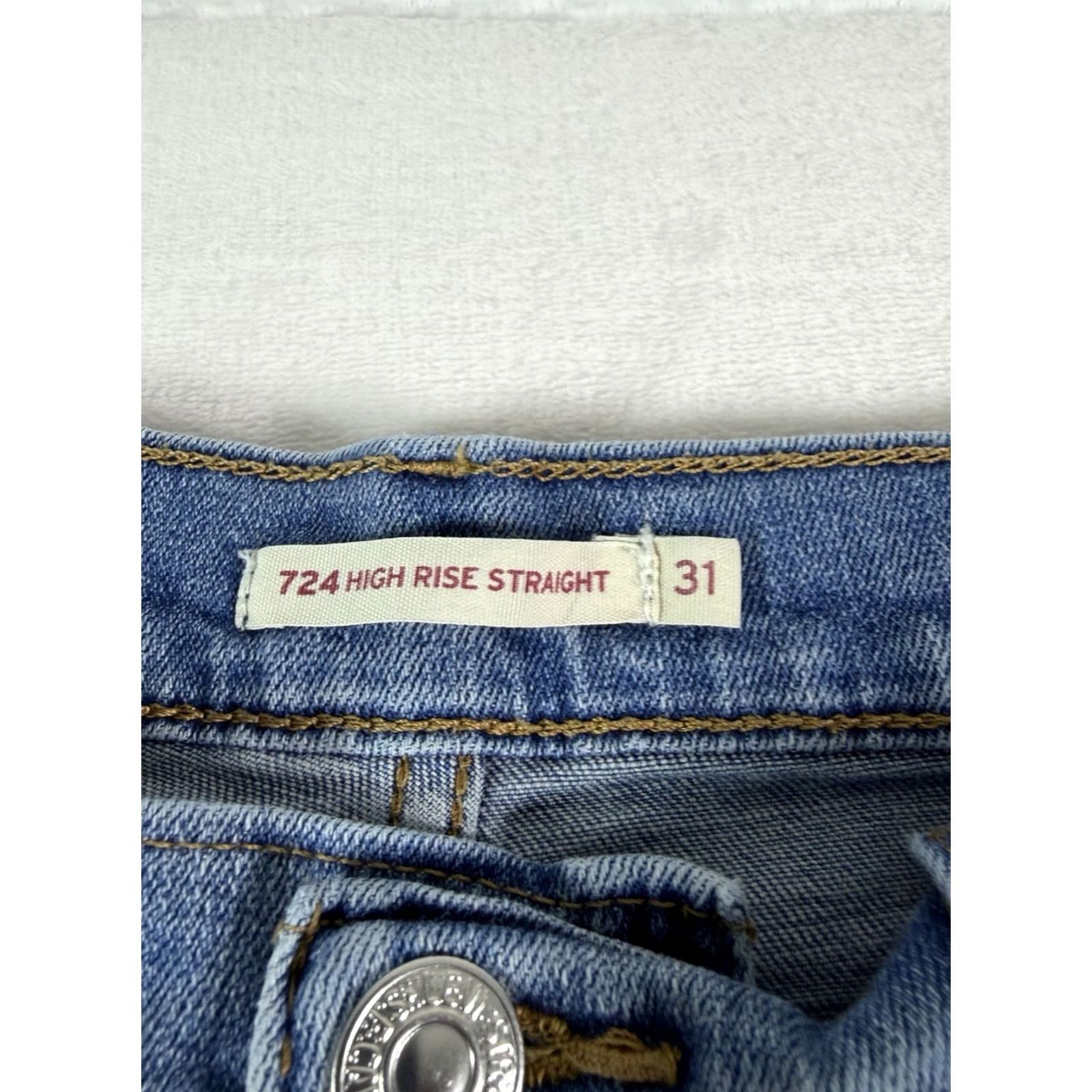 Levi's Levi's Jeans Women's Size 31 Blue Distressed High Rise 31x32 Straight 5-Pocket Denim Pants Vest? Size 24" / US 00 / IT 34 - 3 Thumbnail