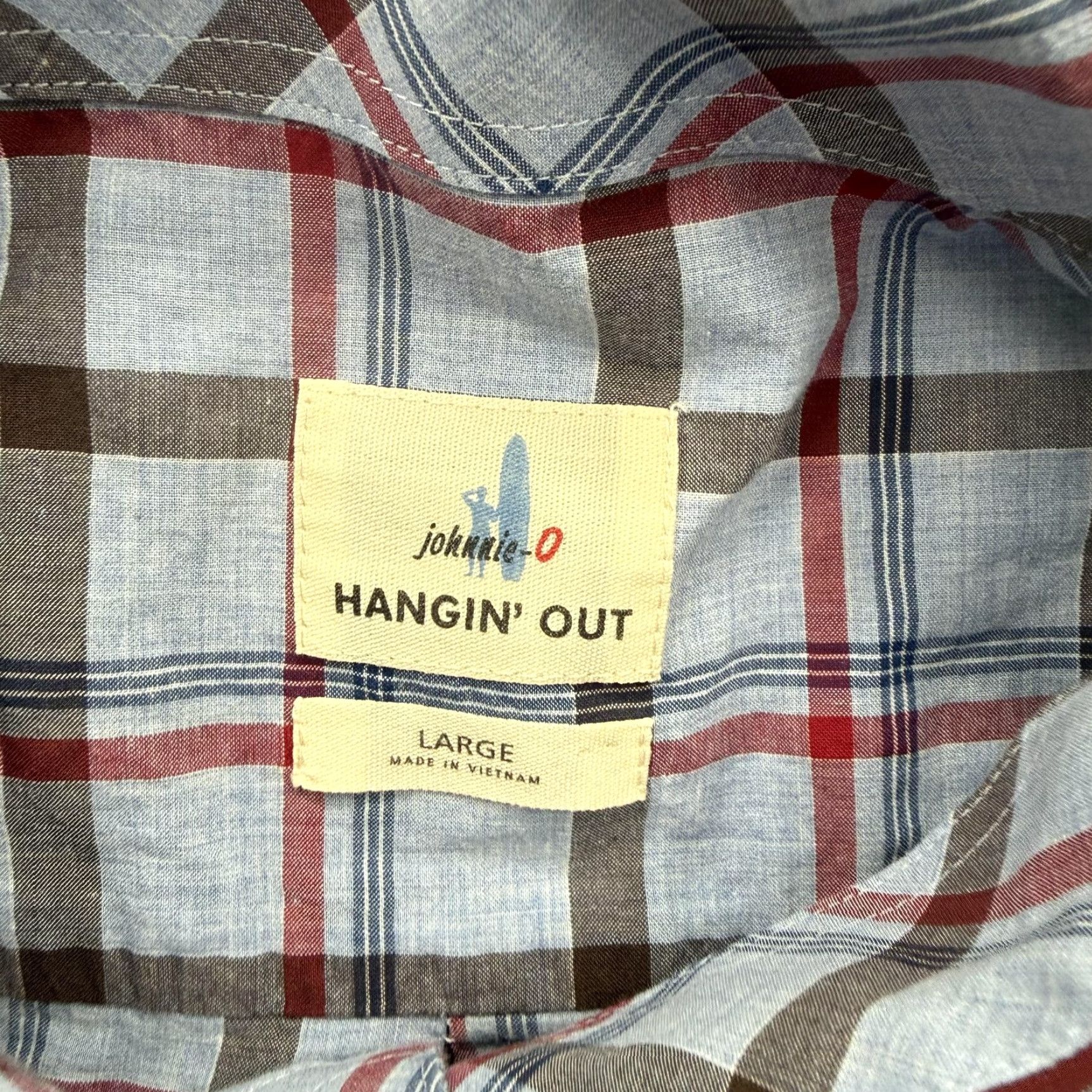 johnnie-O johnnie-O Hangin Out Shirt Mens Large Blue Plaid Long Sleeve Cotton Button Up Size US L / EU 52-54 / 3 - 3 Thumbnail