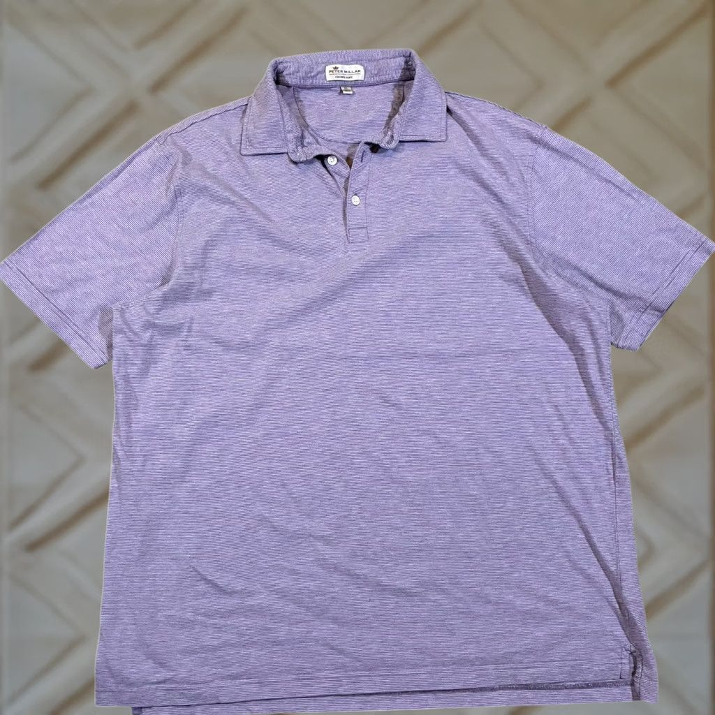 Peter Millar Peter Millar Crown Soft Striped Polo Shirt XL Mens Purple White Short Sleeve Size US XL / EU 56 / 4 - 1 Thumbnail