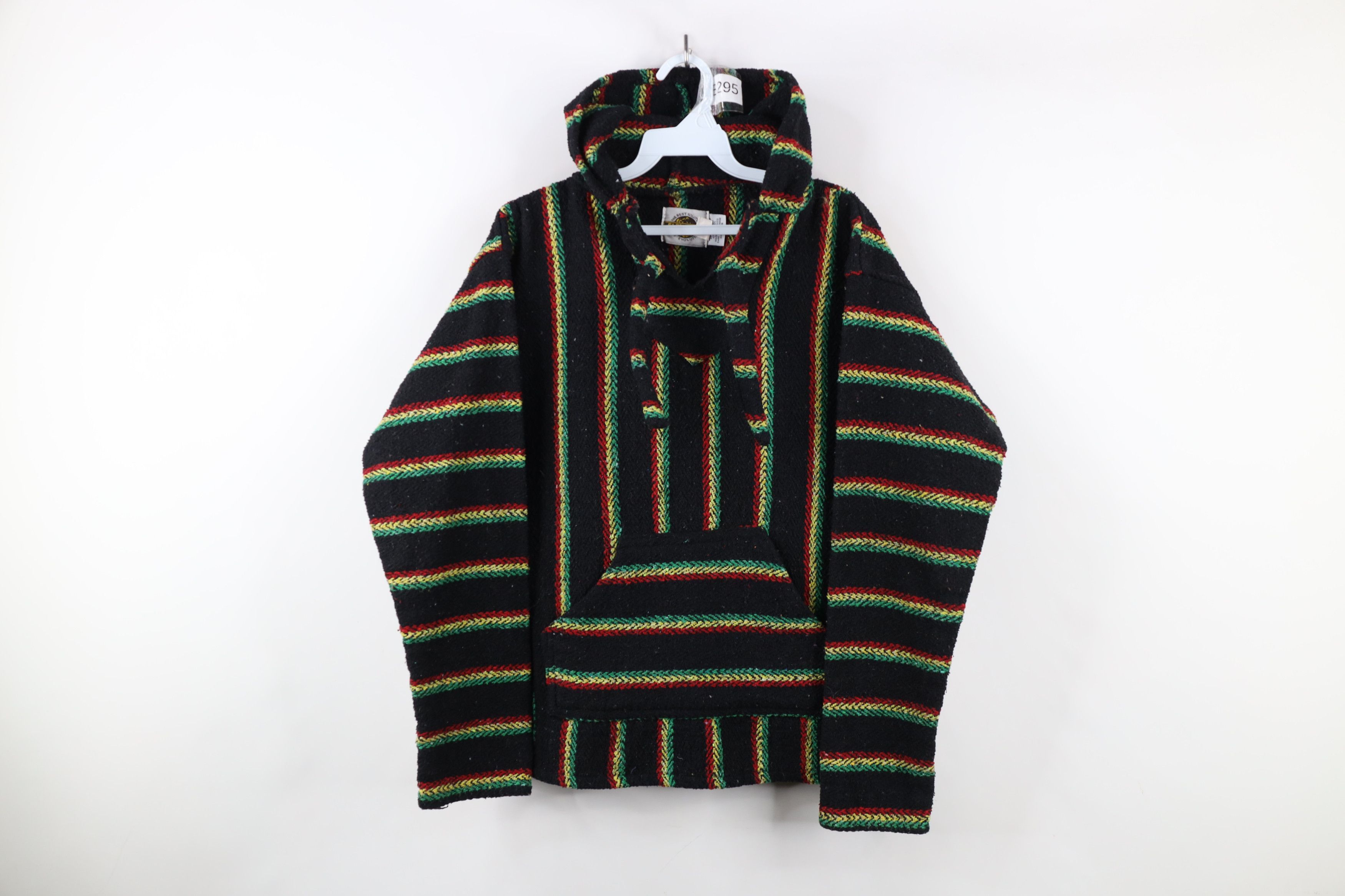 Vintage Vintage 90s Y2K Streetwear Striped Knit Drug Rug Hoodie Size US S / EU 44-46 / 1 - 1 Thumbnail