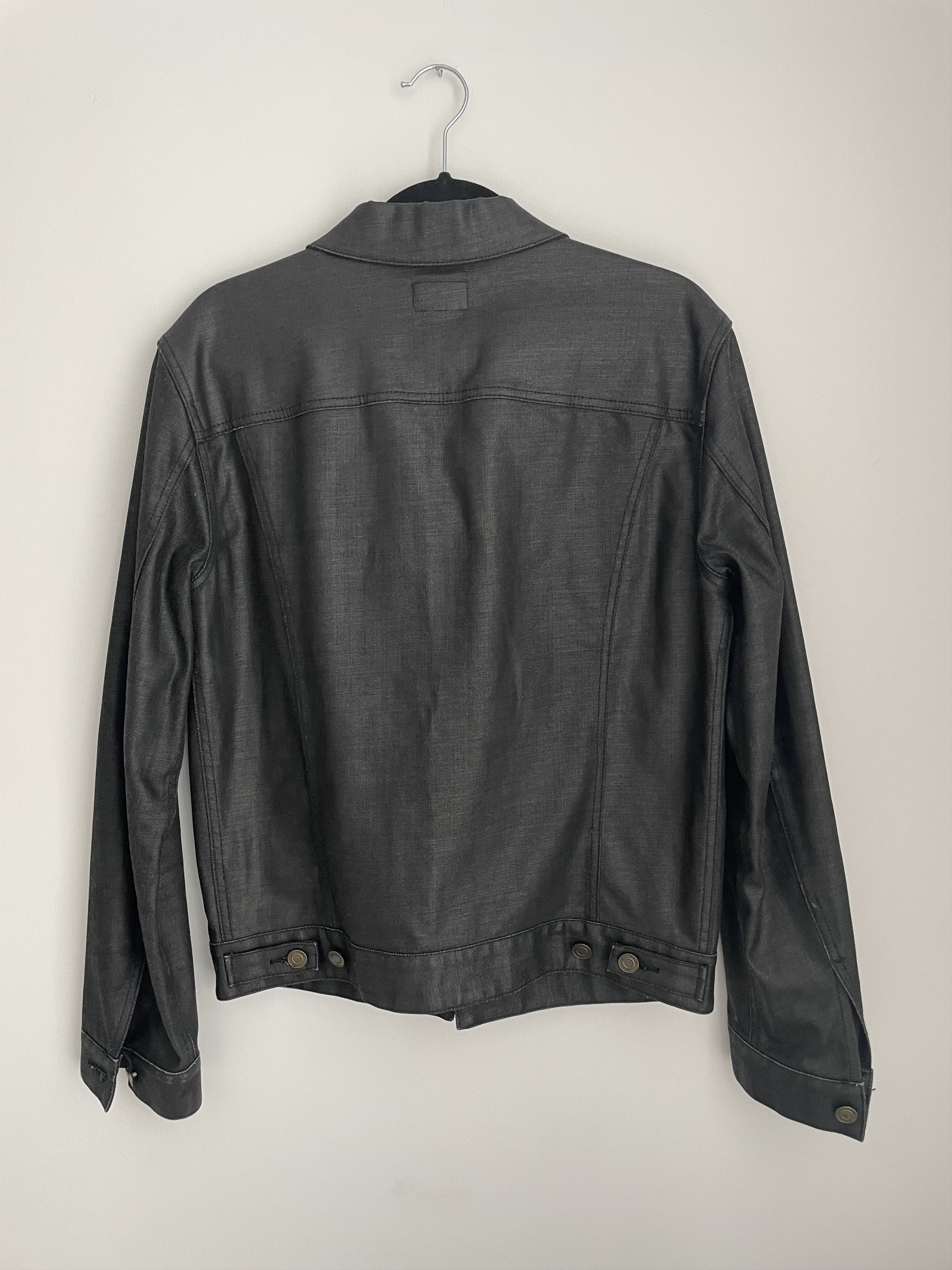 Saint Laurent Paris Hedi Slimane black Waxed Denim jacket 2013 Size US L / EU 52-54 / 3 - 2 Thumbnail