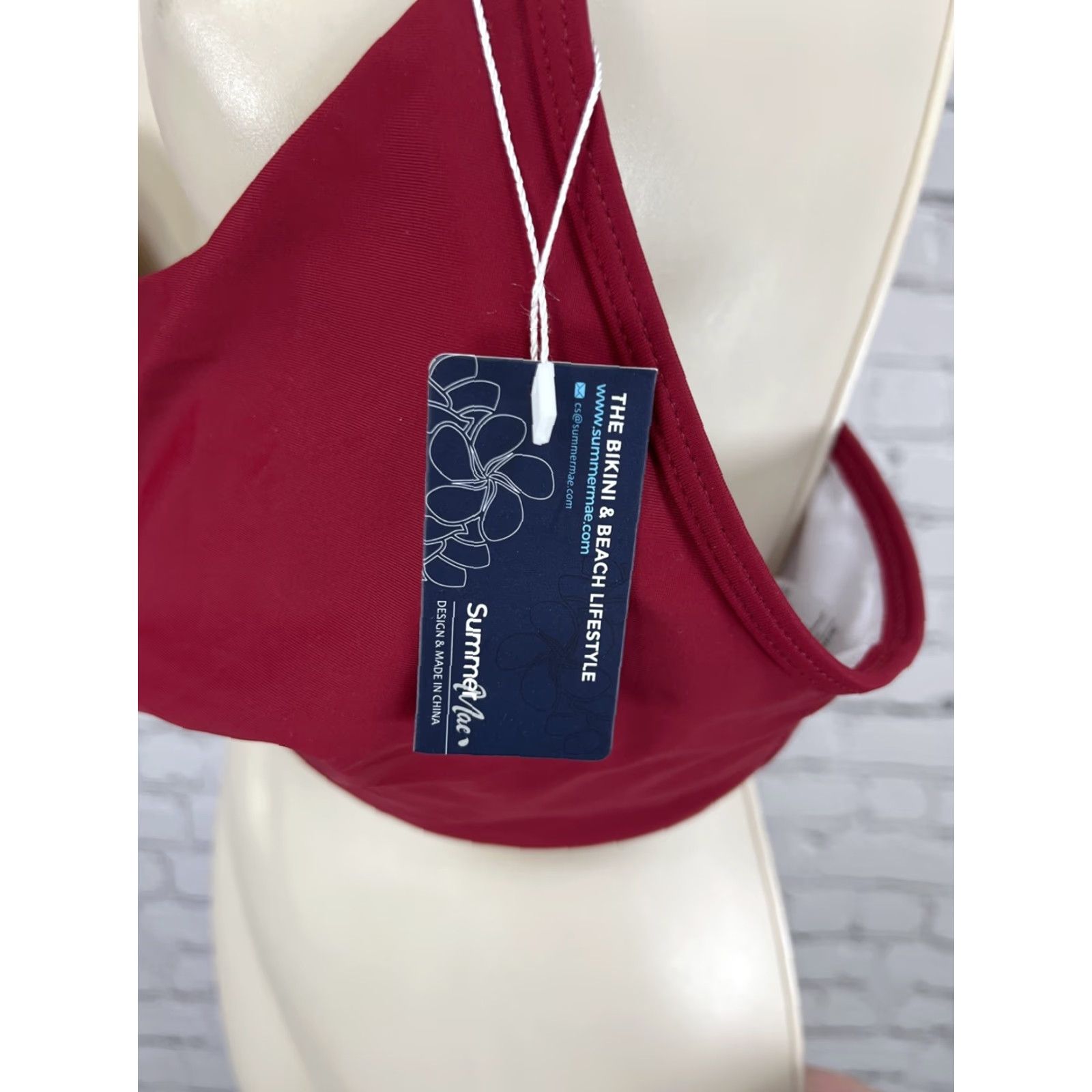 Vintage NWT Summer Mae Red Wrap Tie Bralette Bikini Tankini Padded Swimsuit Top L Striped Beach Womens Size L / US 10 / IT 46 - 5 Thumbnail