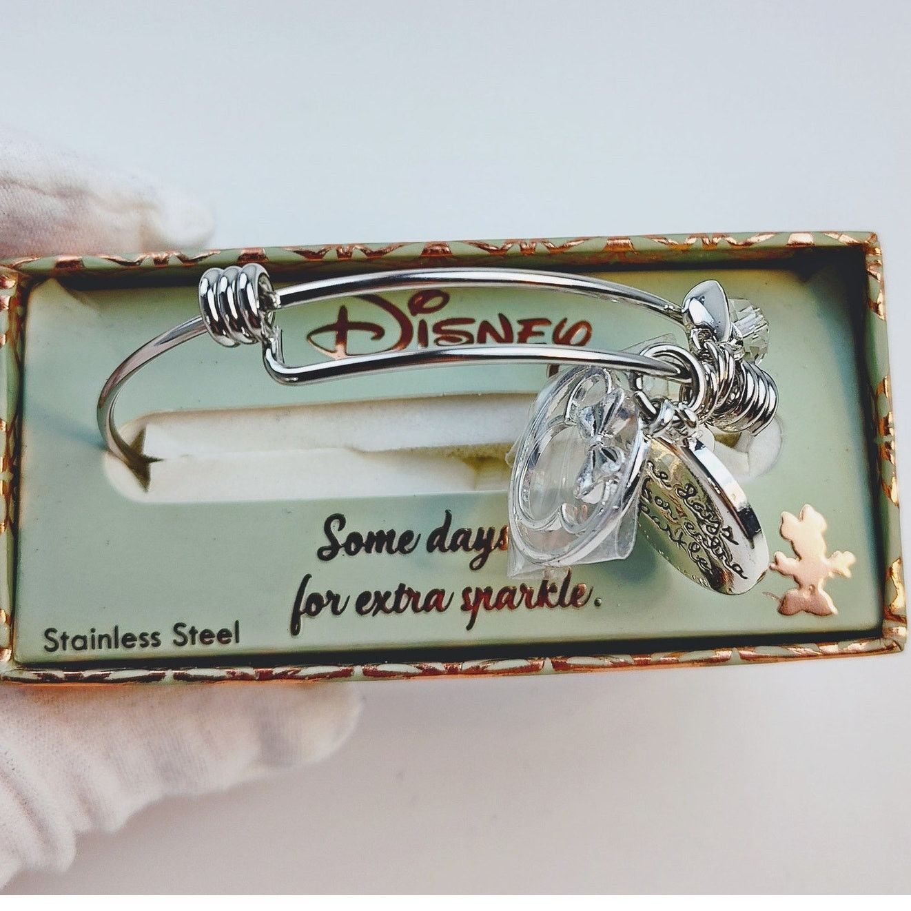 Disney Disney Minnie Mouse Bangle Bracelet w Rhinestone Charm NIB Size ONE SIZE - 3 Thumbnail