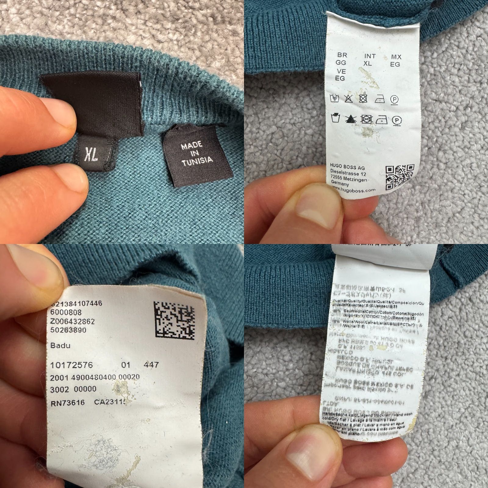 Hugo Boss VINTAGE? No — Actually Hugo Boss Badu Regular Fit V-Neck Pullover Sweater Men XL Teal Blue Cotton Size US XL / EU 56 / 4 - 8 Thumbnail