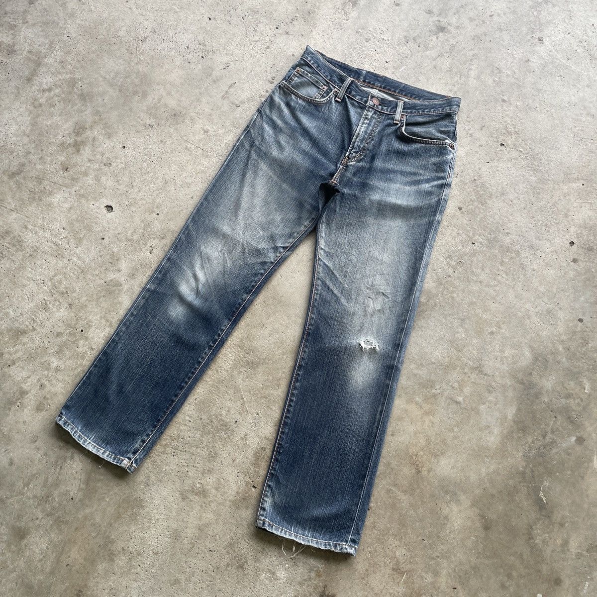 Japanese Brand W30 Vintage Edwin 502 Japan Faded Distressed Jeans Pants Size US 30 / EU 46 - 2 Thumbnail