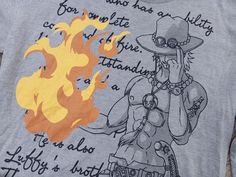Japanese Brand One Piece - Ace 🔥 Anime Tshirt Long Sleeve Size US L / EU 52-54 / 3 - 1 Thumbnail