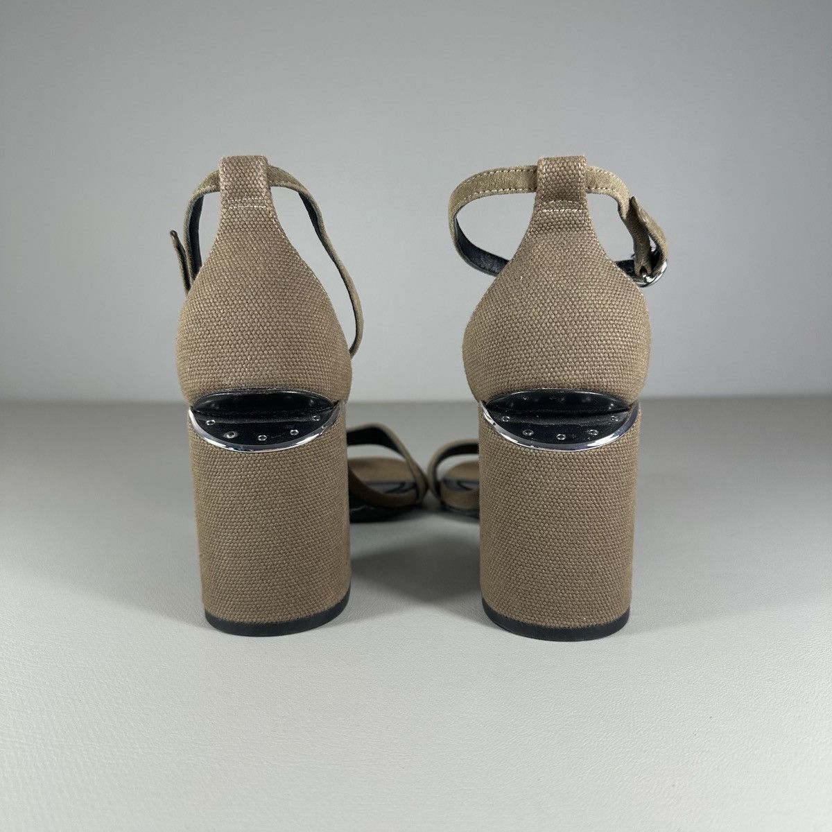 Alexander Wang Alexander Wang Khaki Canvas Suede Abby Ankle Strap Sandals Size US 8 / IT 38 - 6 Thumbnail