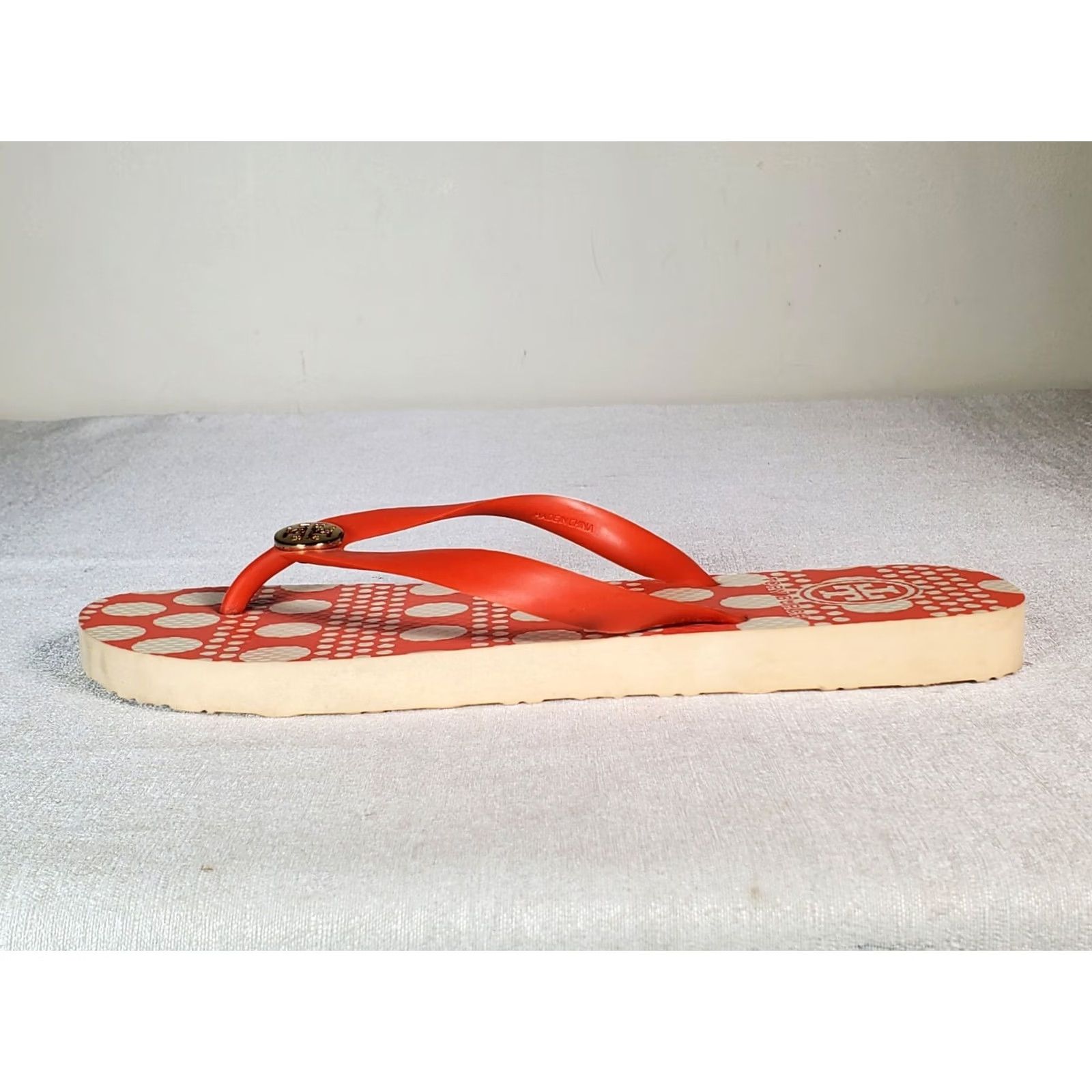 Tory Burch Tory Burch Printed Logo Thin Flip Flops Sandals Coral Red White Women's US 9 M Size US 9 / IT 39 - 5 Thumbnail