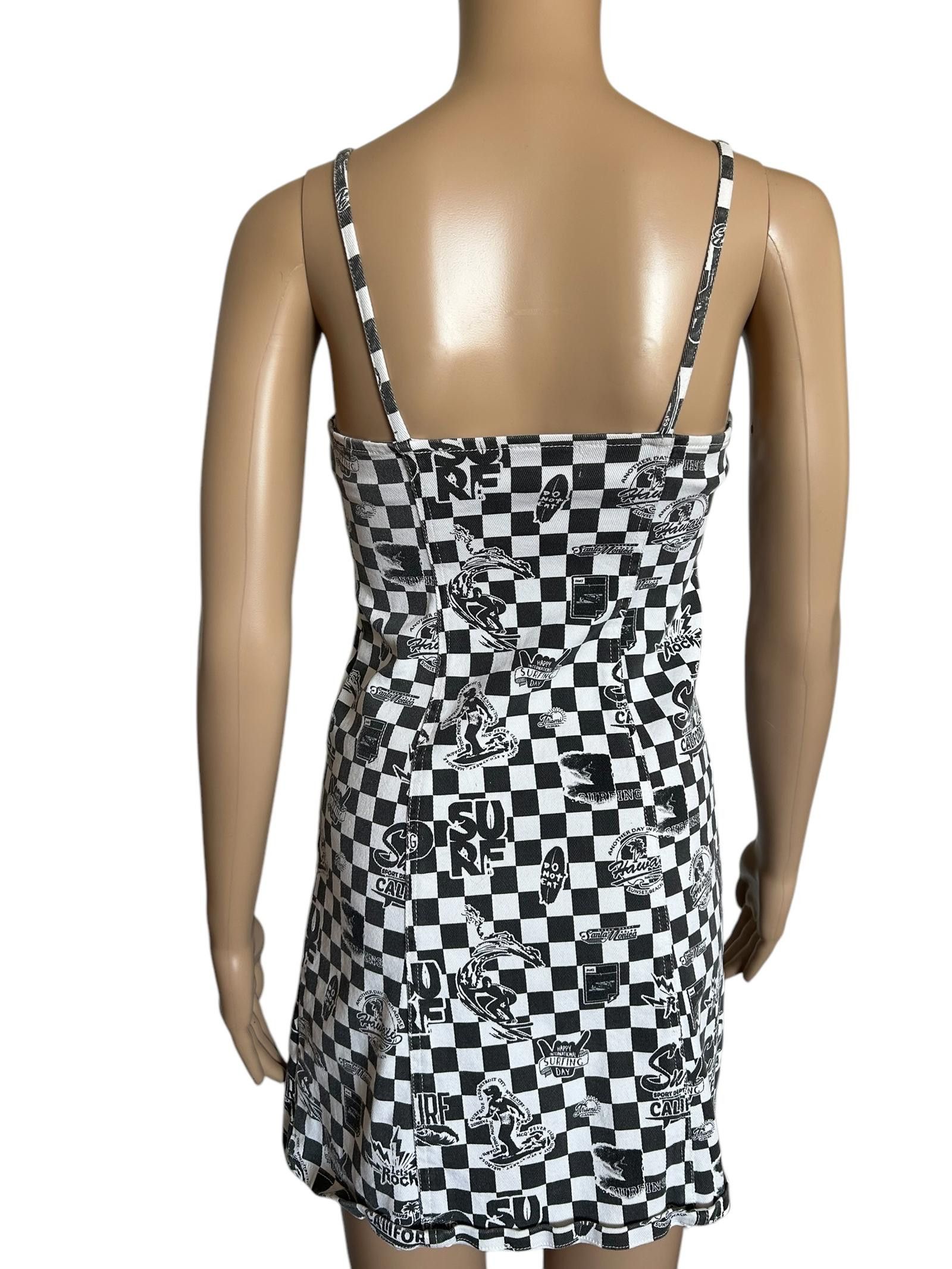 Designer Surfing California Checkered Dress - Stylish Summer Fashion Size S / US 4 / IT 40 - 3 Thumbnail