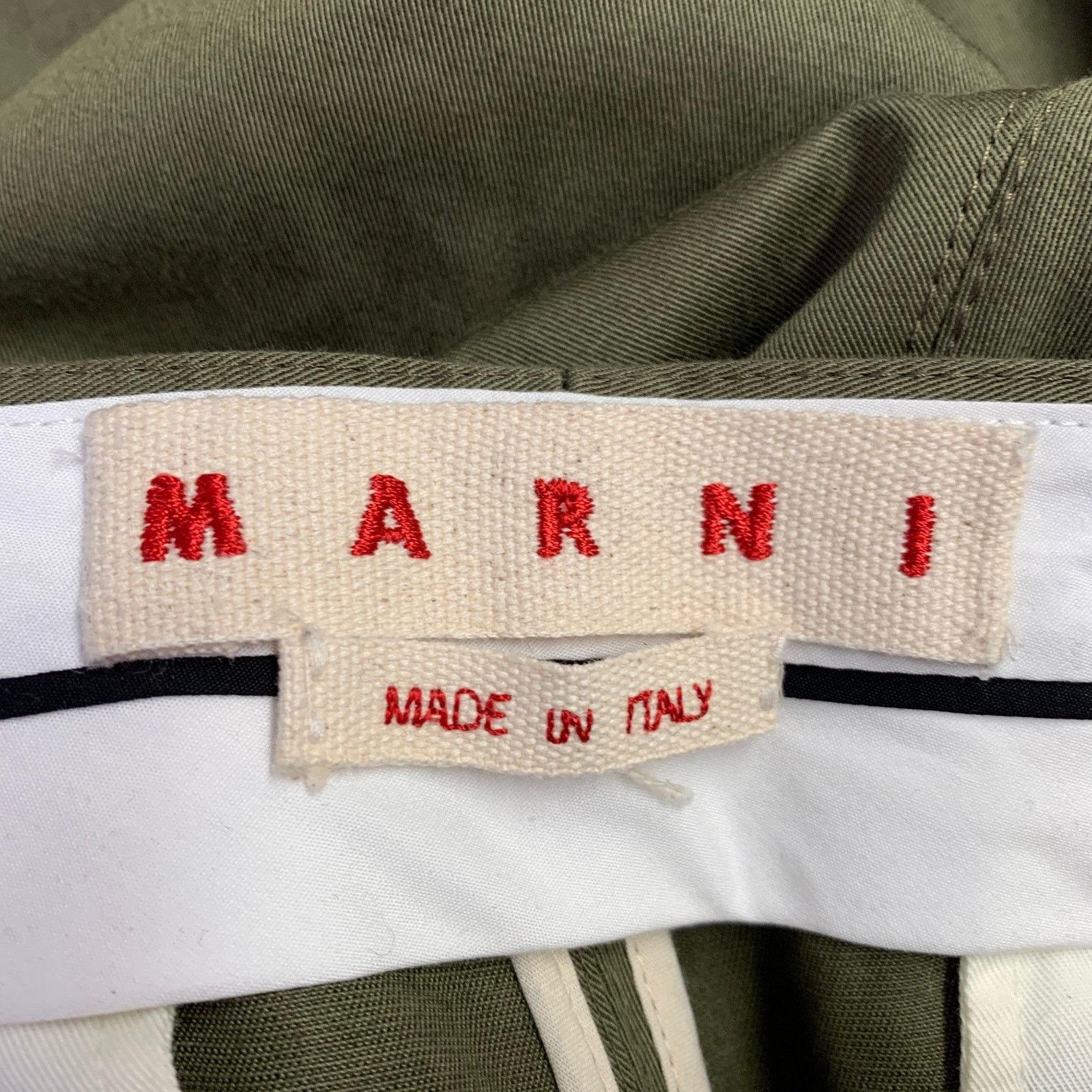 Marni MARNI Green Olive Cotton Linen Twill Flat Front Casual Pants Size 26" / US 2 / IT 38 - 3 Thumbnail